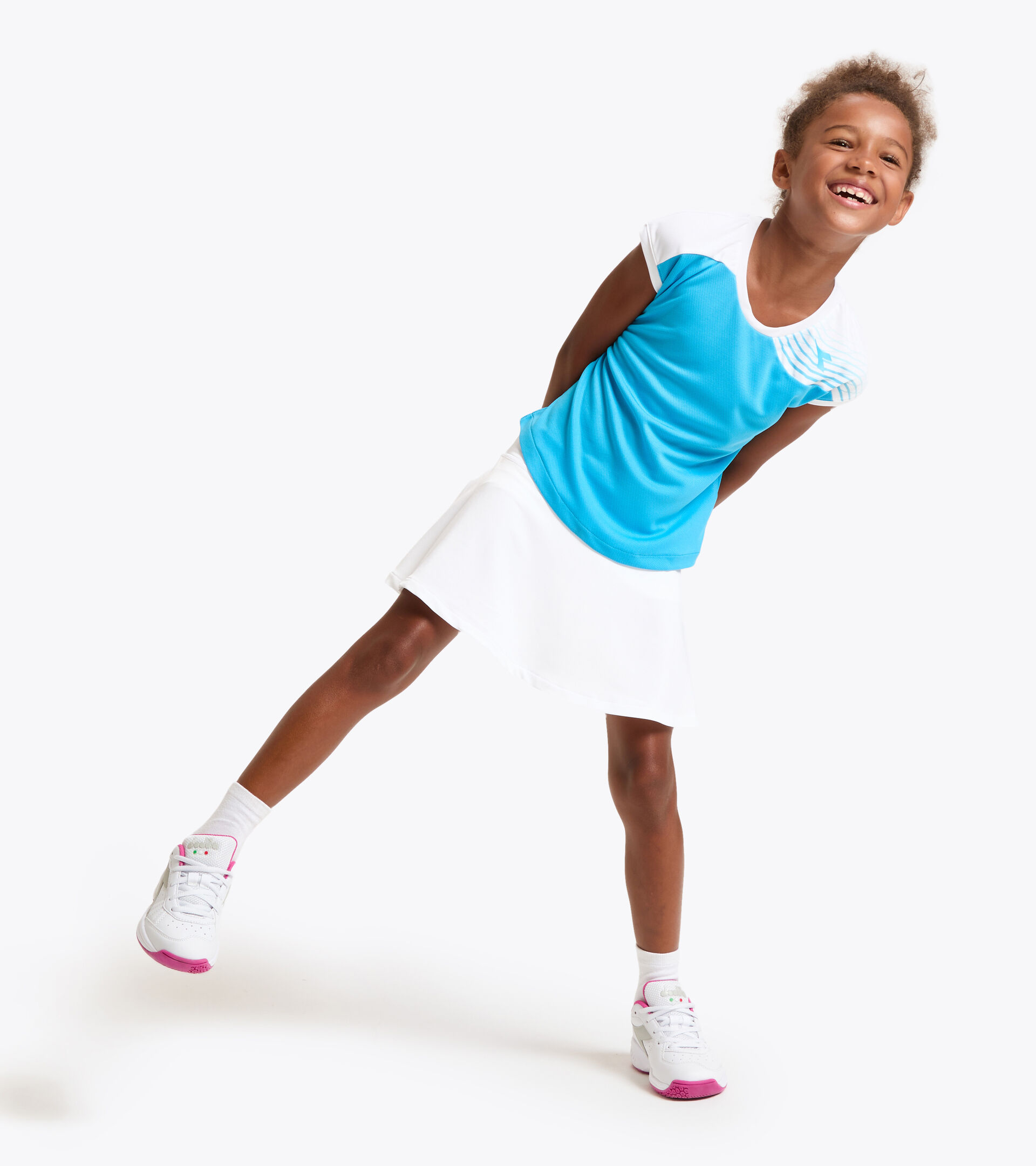 T-shirt da tennis - Bambina G. T-SHIRT COURT AZZURRO FLUO - Diadora