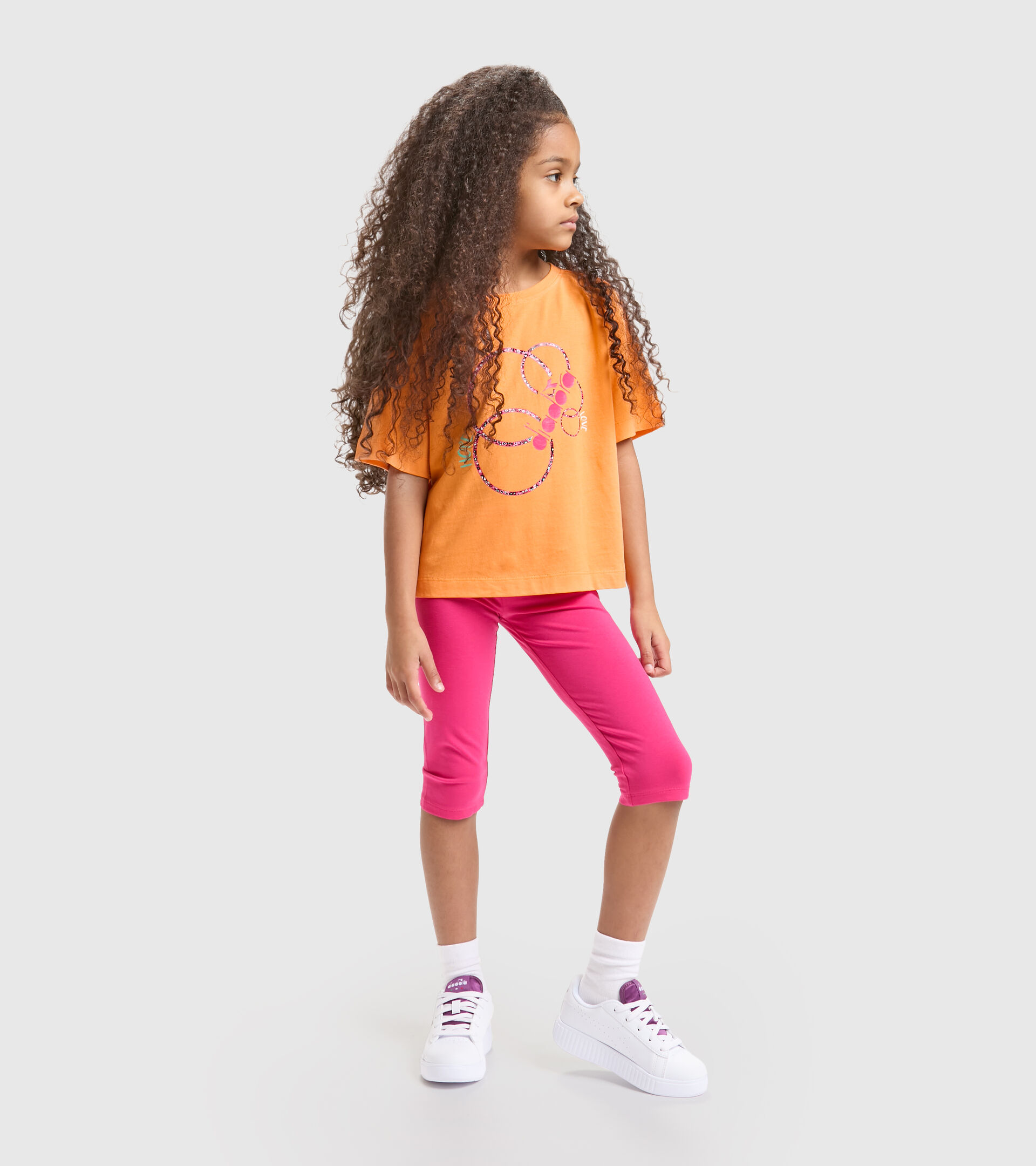 Stretchy T-shirt and shorts set - Girls JG.SET HOOPS PAPAYA - Diadora
