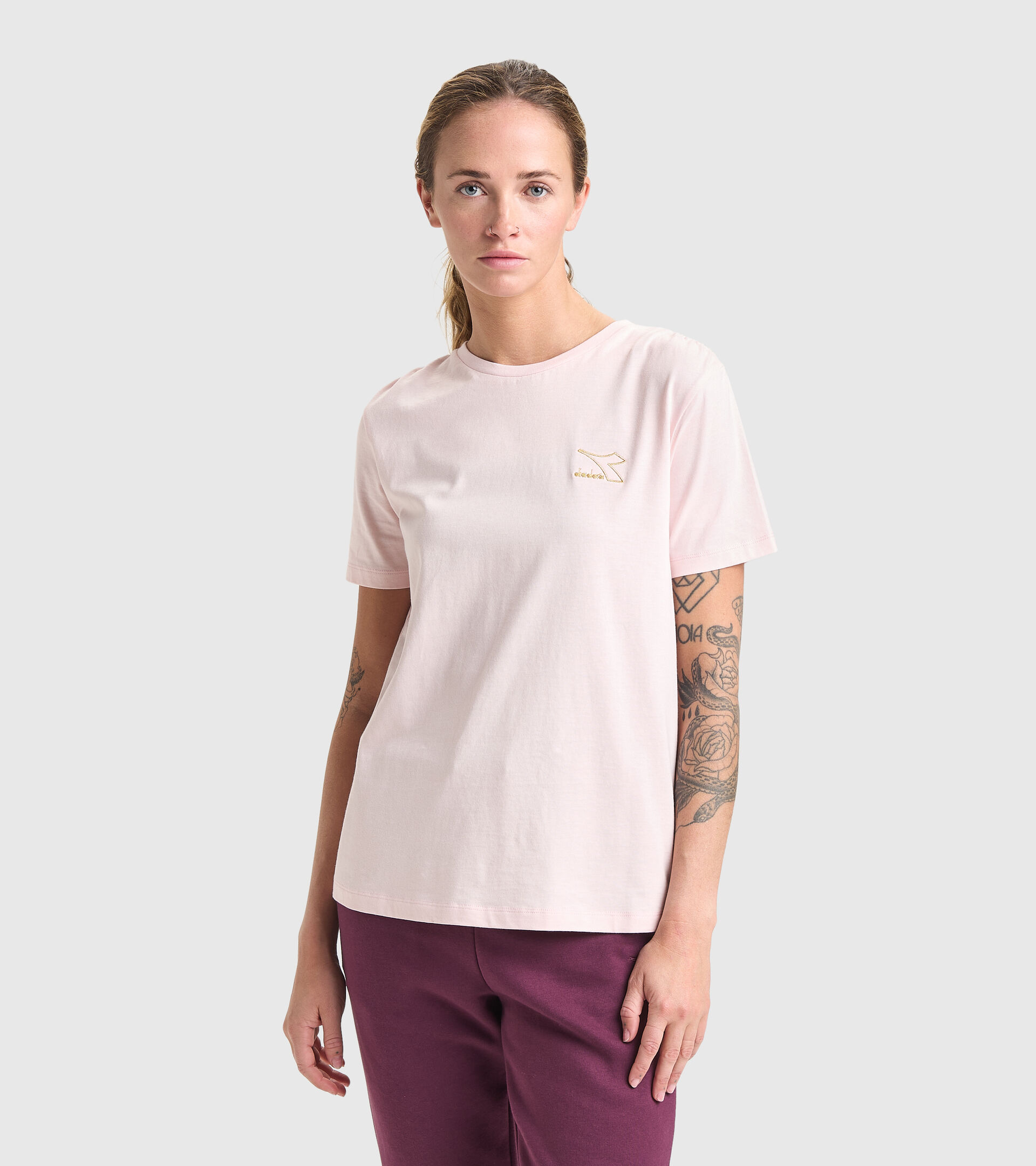 Camiseta deportiva - Mujer L.T-SHIRT SS FLOUNCE CRISTAL ROSA - Diadora