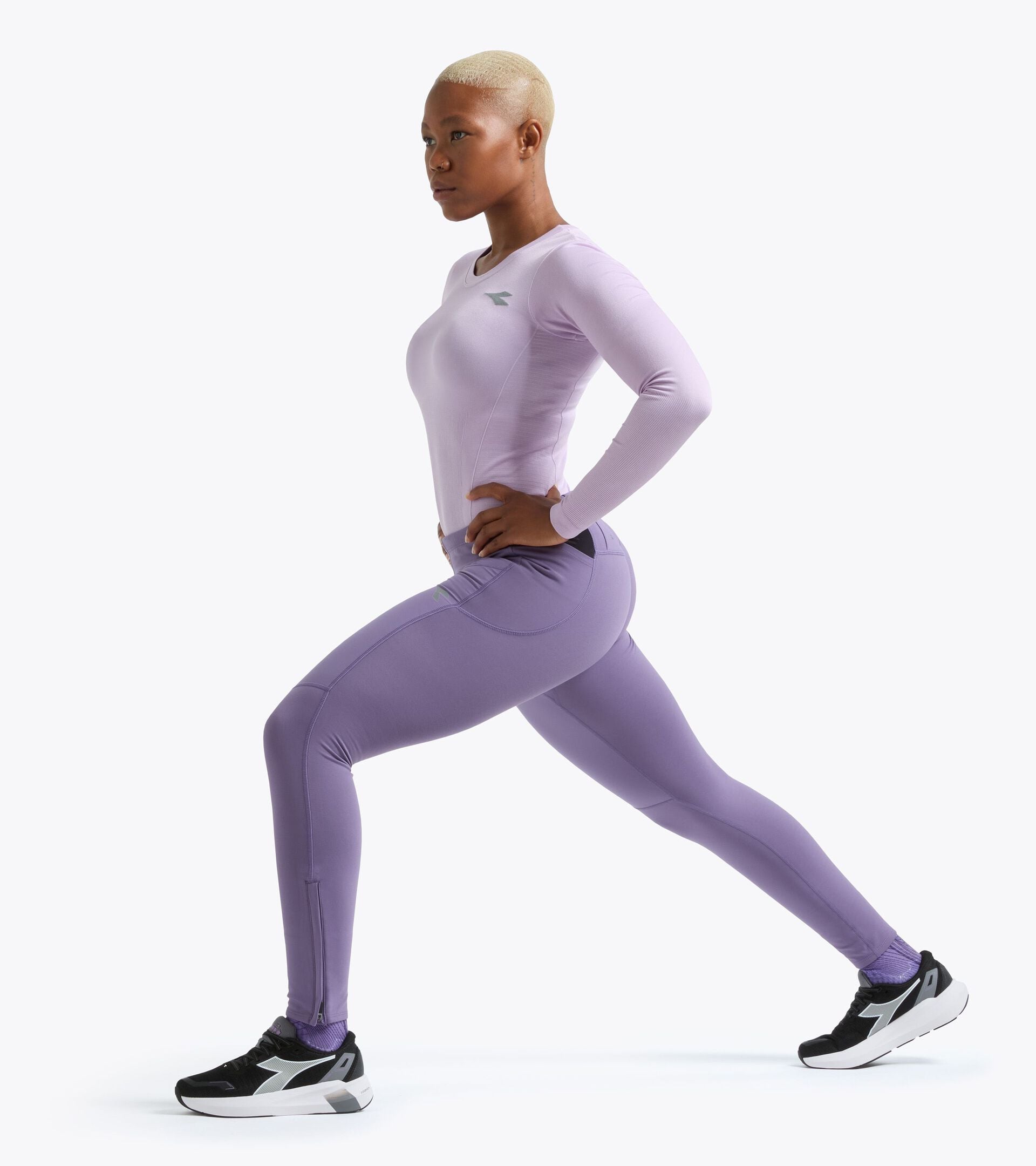 Thermoregulierende Leggings mit FIBRAZERO-Garnen - Winter Protection - Damen L. RUN TIGHTS WINTER FIBRAZERO TRAUBENKOMPOTT - Diadora