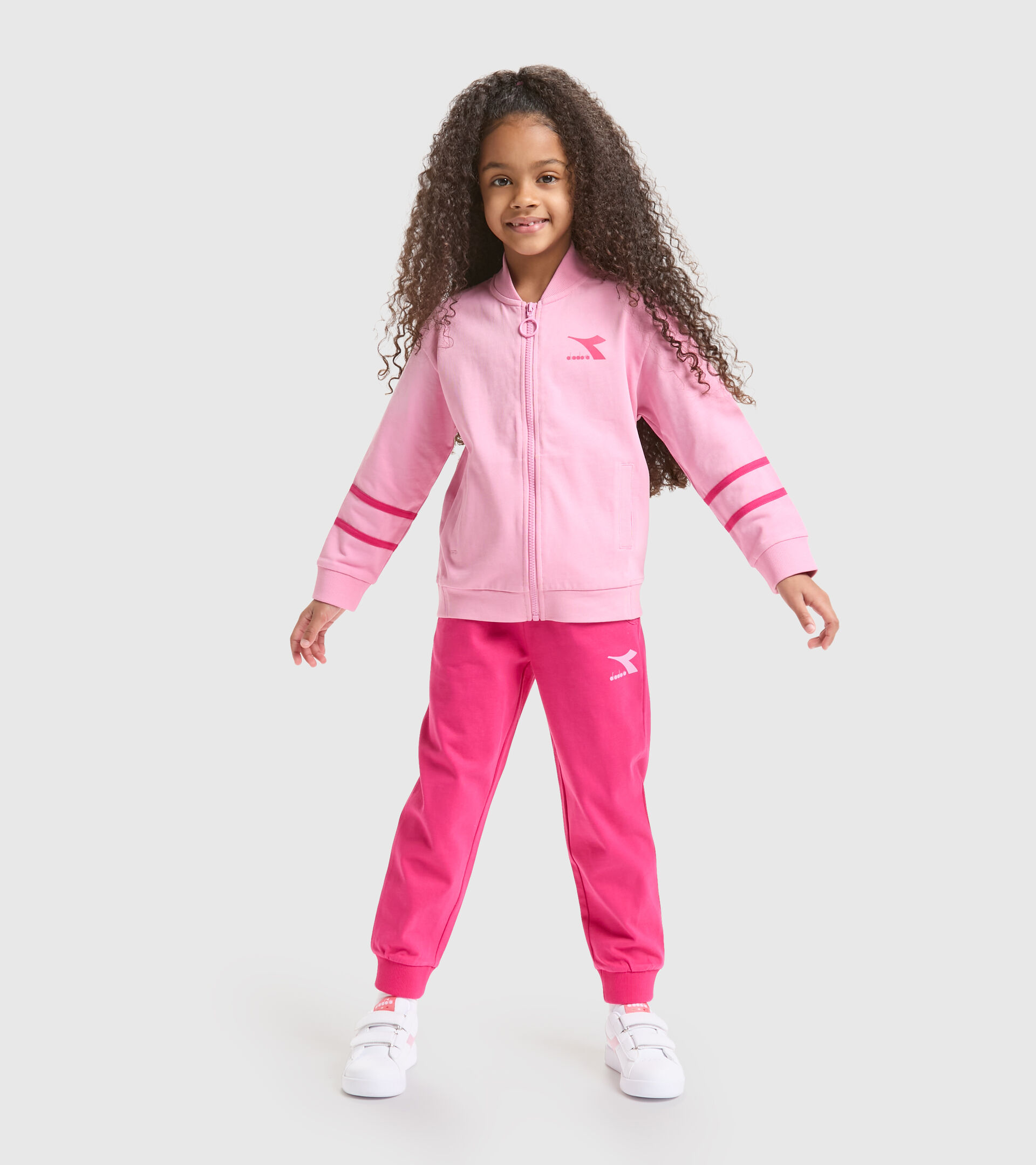 Junior sports tracksuit - Unisex JU.TRACKSUIT FZ RAINBOW CANDY PINK - Diadora