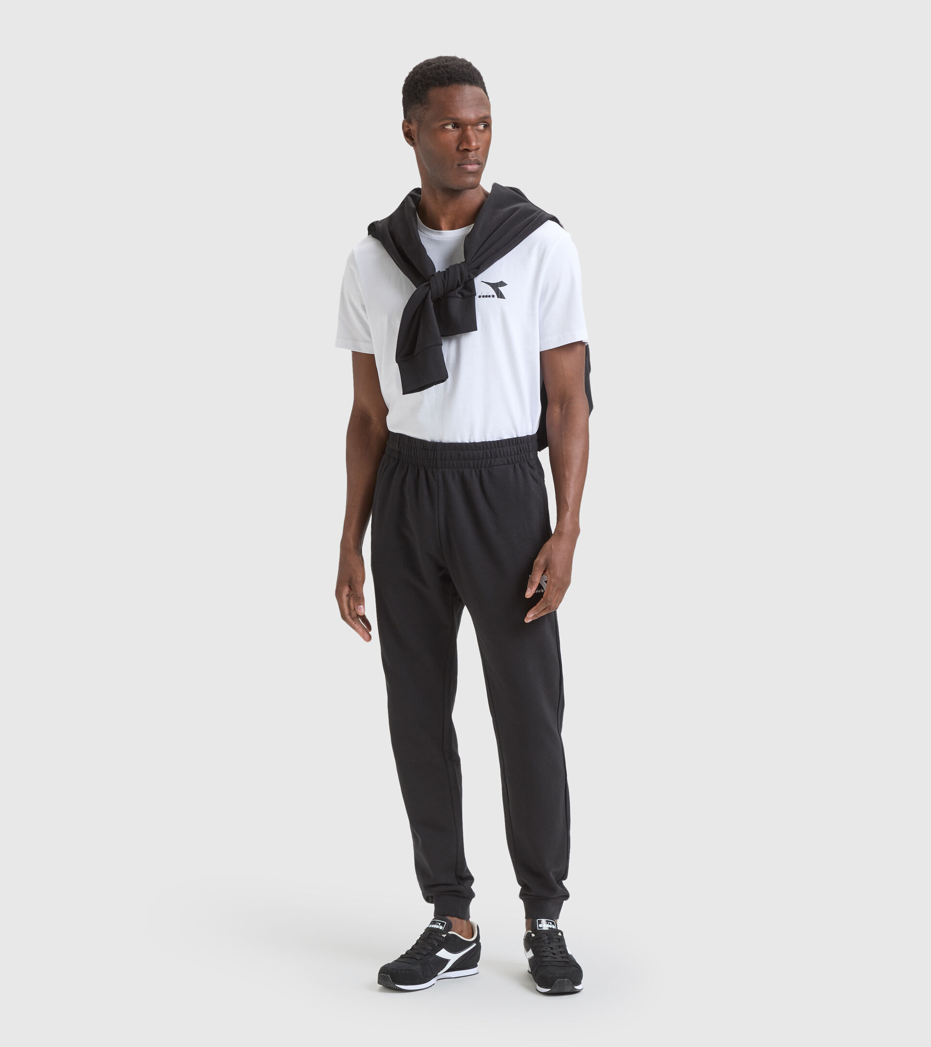 Cotton terrycloth sports trousers - Men PANT CUFF CORE BLACK - Diadora