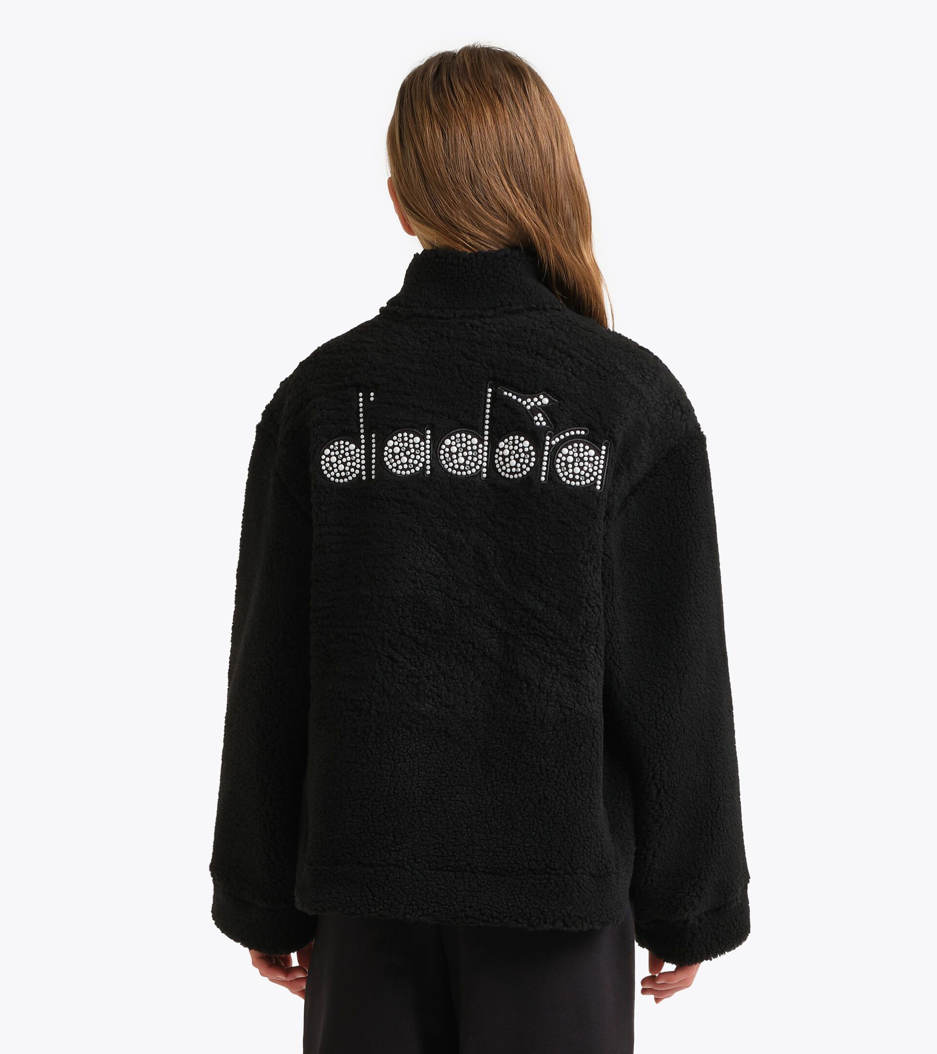 Teddy sweatshirt - Girls JG. TEDDY FZ RHINESTONE BLACK - Diadora