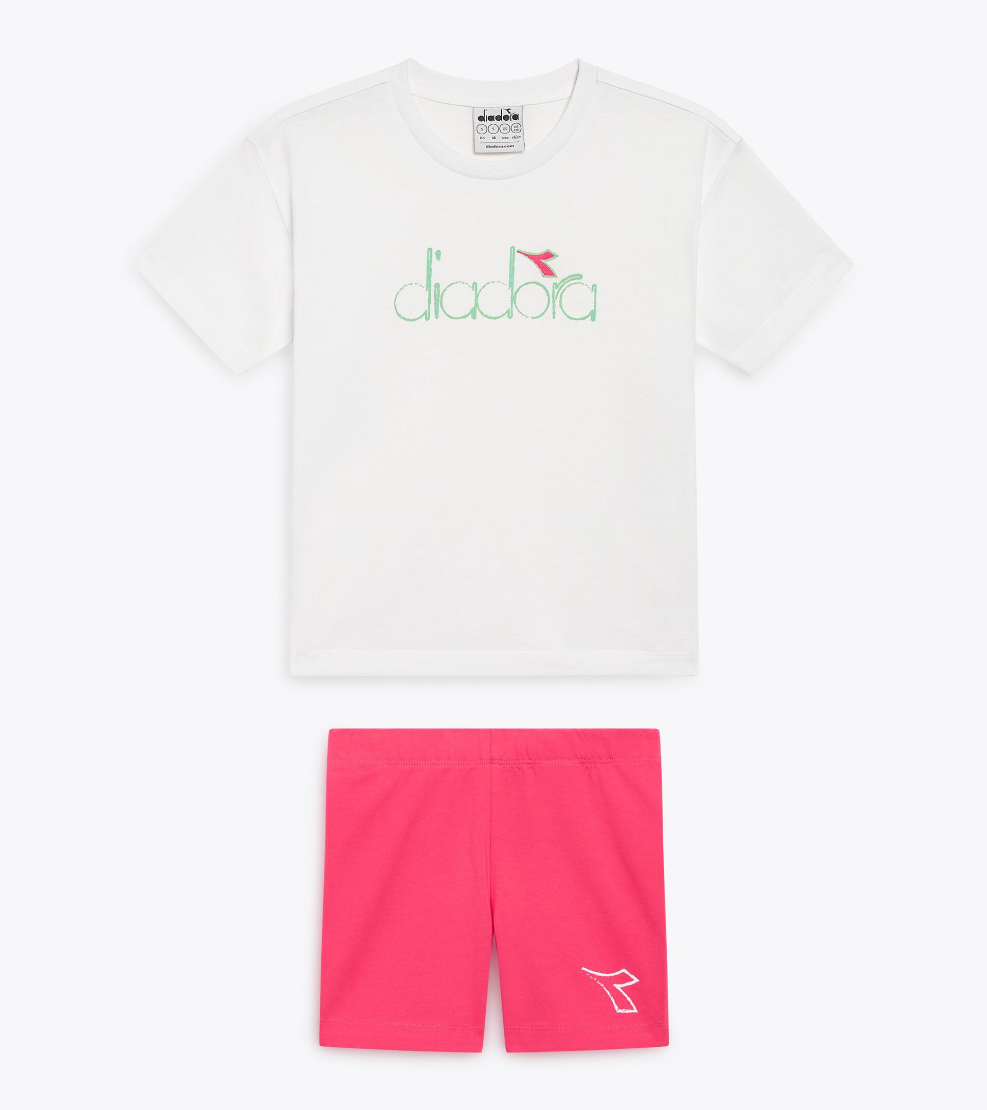 Sports set - T-shirt and shorts - Girls JG. SET ESSENTIAL SPORTS SS OPTICAL WHITE - Diadora