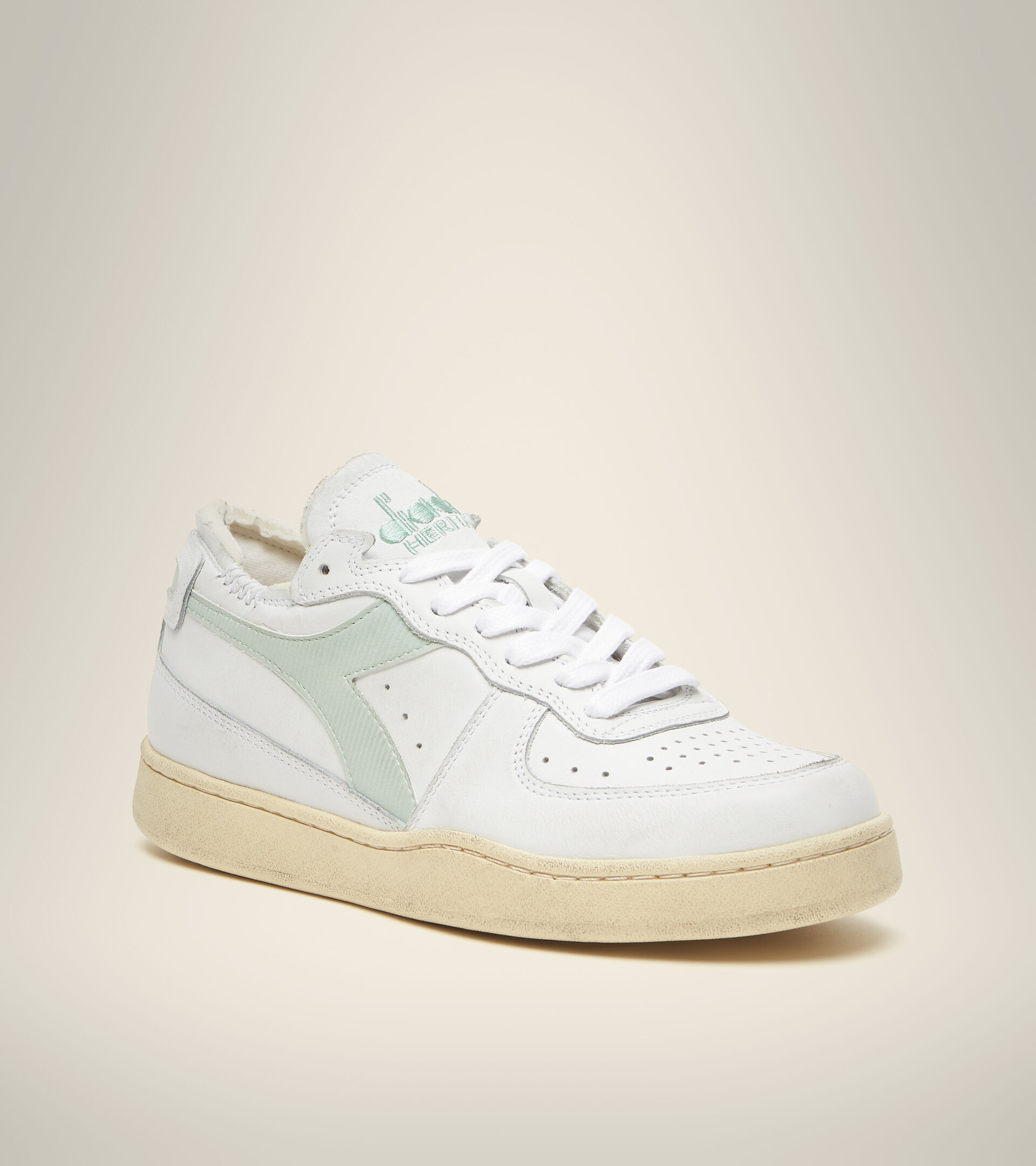 Footwear Heritage UNISEX MI BASKET ROW CUT WHITE/SMOKE GREEN Diadora