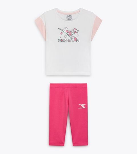 Sports set - T-shirt and leggings - Girl
 JG. SET SS PUZZLES SUPER WHITE/WILD ROSE - Diadora