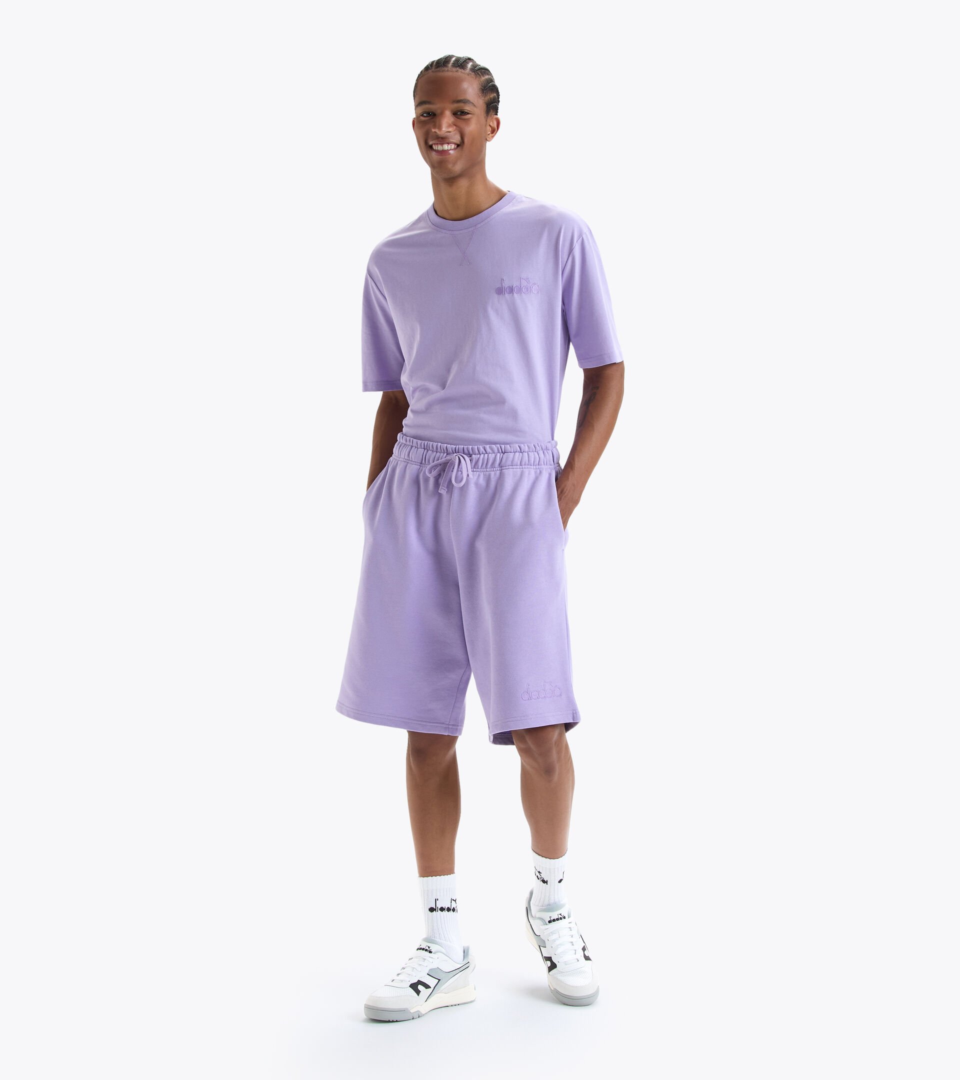 Cotton sweatpants - Gender neutral BERMUDA SPW LOGO PURPLE ROSE - Diadora