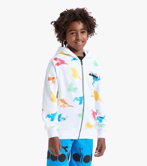 Sudadera con logotipo, capucha y cremallera - Niño JB.HOODIE FZ WATER COLOR BLANCO PAPIRO - Diadora