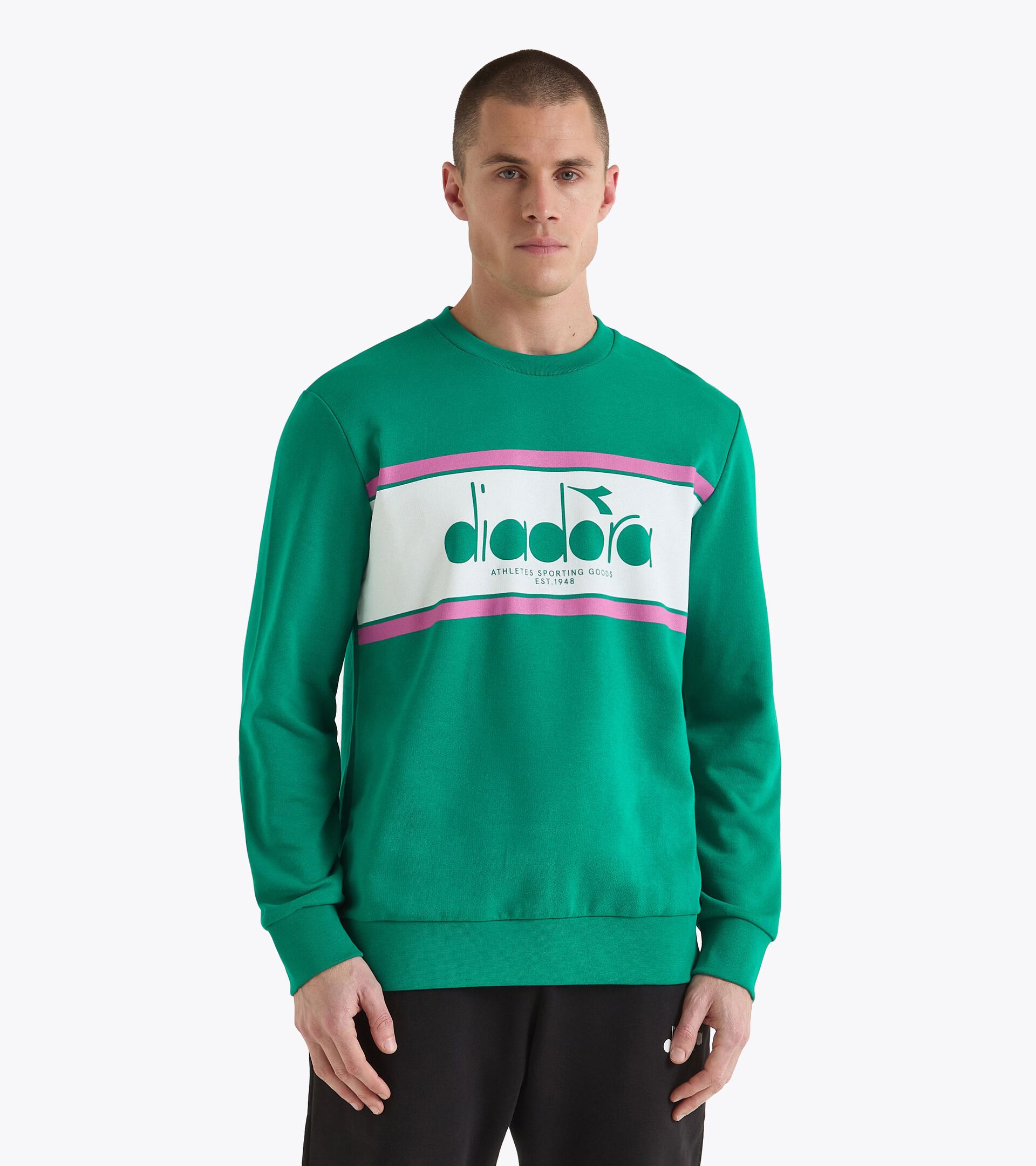 Sudadera de algod&oacute;n con cuello redondo - Para todos los g&eacute;neros SWEATSHIRT CREW LOGO VERDE 562 C - Diadora