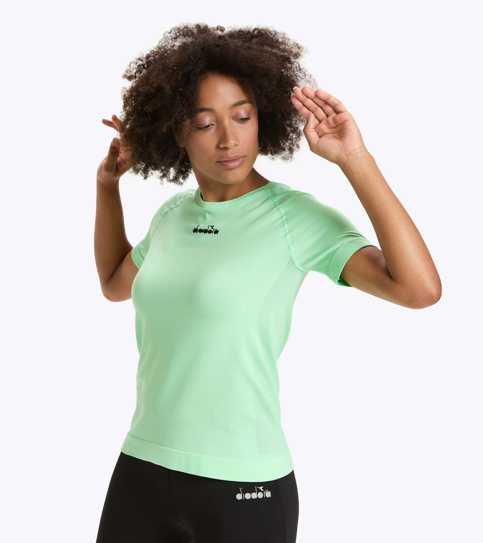 Made in Italy running T-shirt - Women L. SS SKIN FRIENDLY T-SHIRT GREEN ASH - Diadora