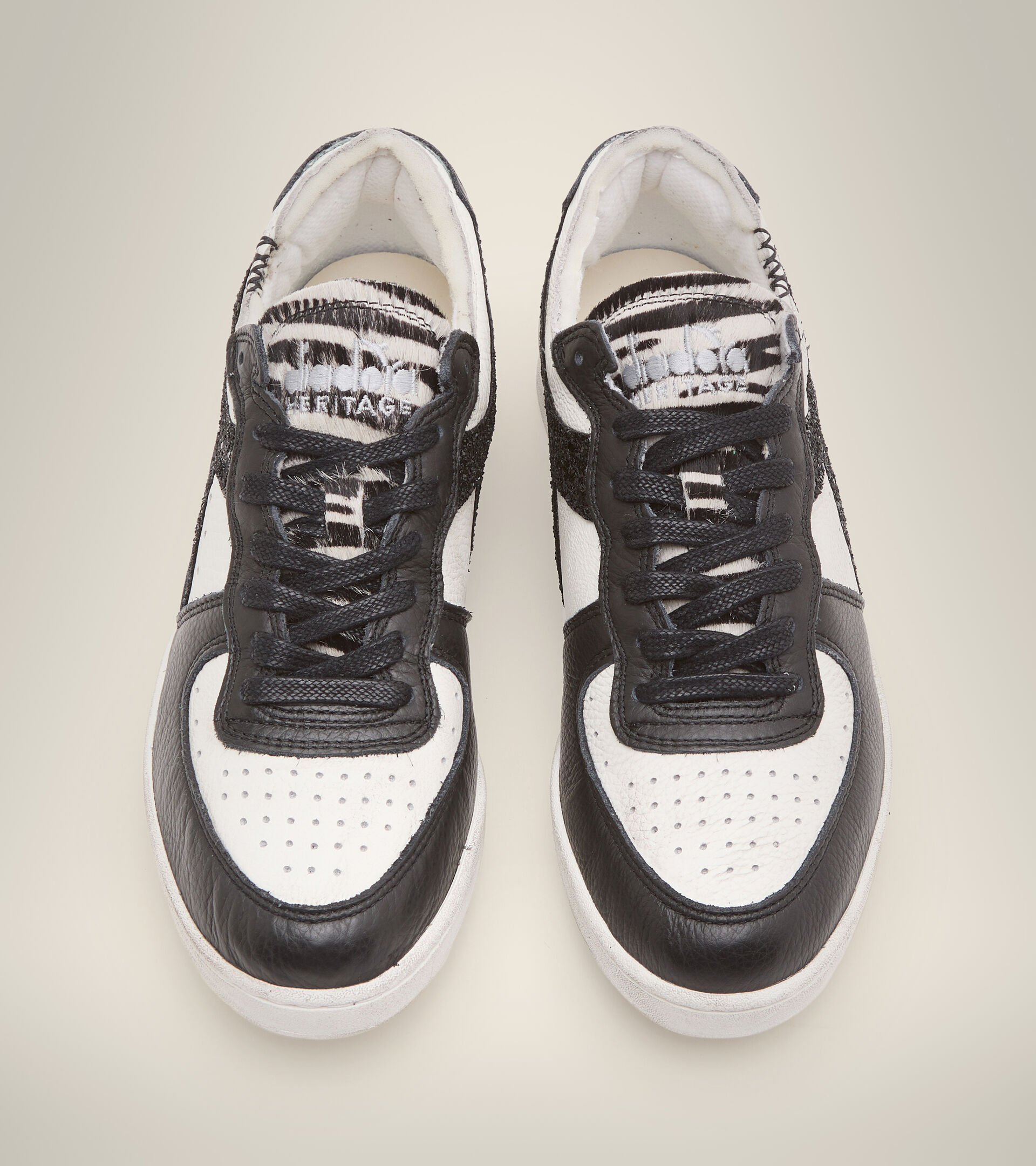Footwear Heritage DONNA MI BASKET ROW CUT JUNGLE WN WHITE/BLACK Diadora