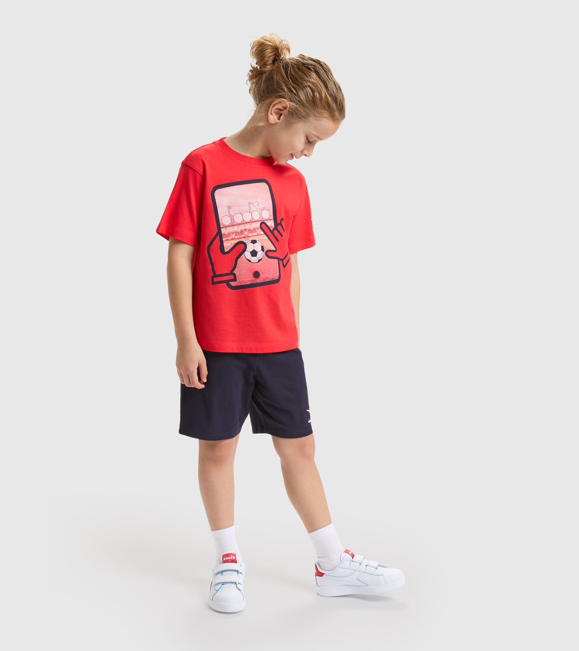 Set t-shirt/pantaloncini in cotone - Ragazzi JB.SET SS PLAYGROUND ROSSO PAPAVERO - Diadora