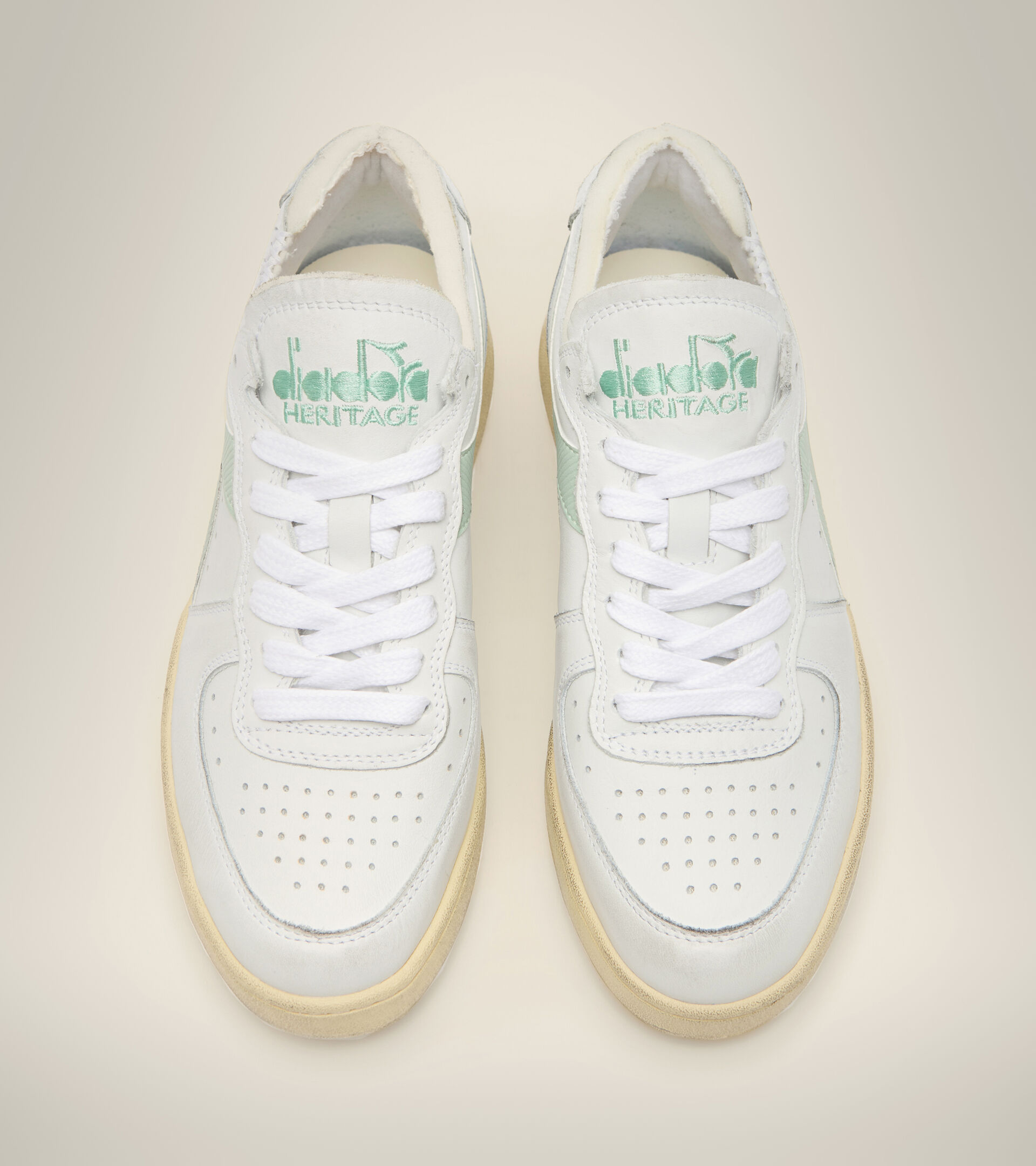 Heritage shoe - Unisex MI BASKET ROW CUT WHITE/SMOKE GREEN - Diadora