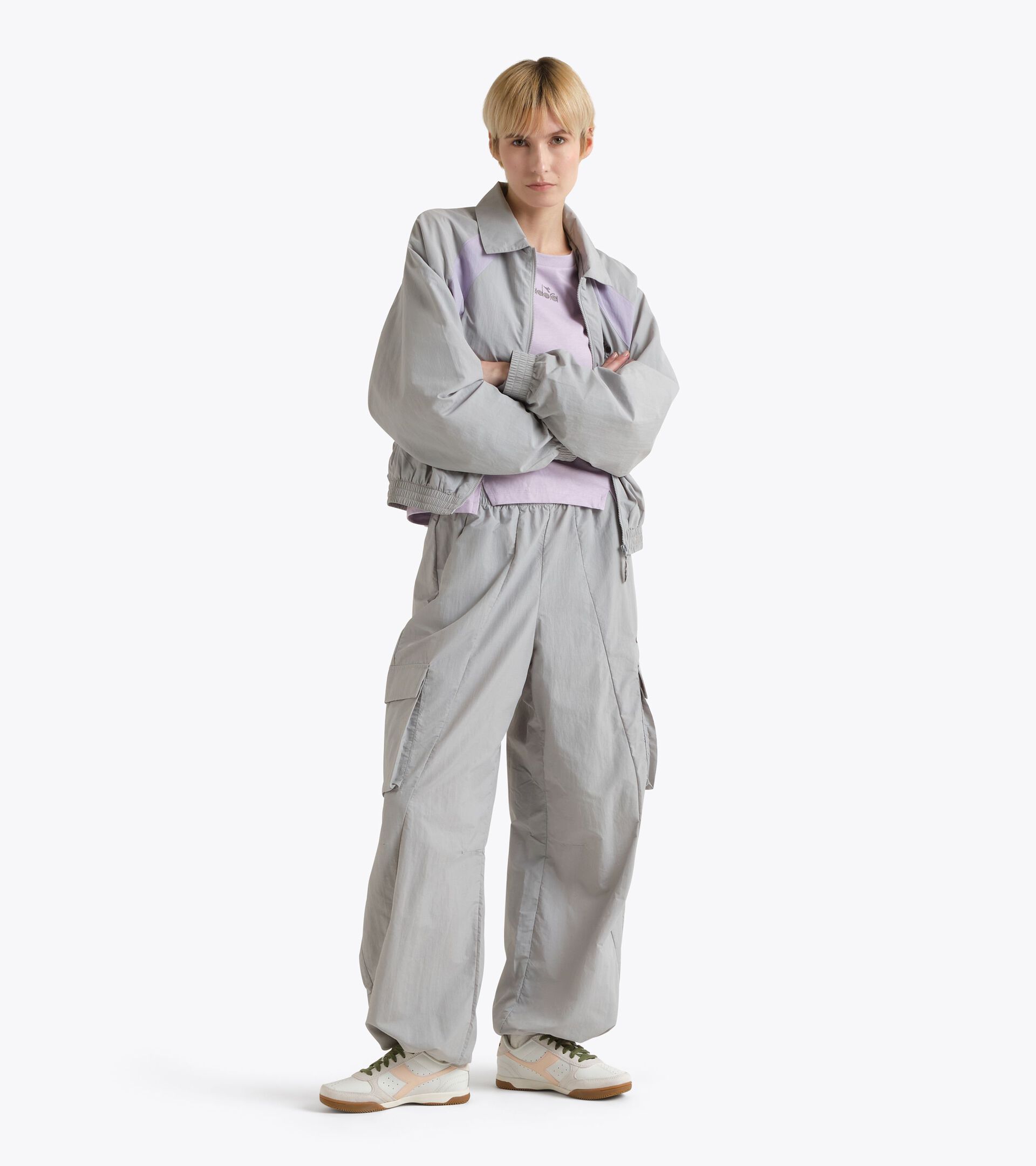 Ripstop nylon track pants - Women&rsquo;s
 L. TRACK PANTS LOGO GREEN GRAY - Diadora