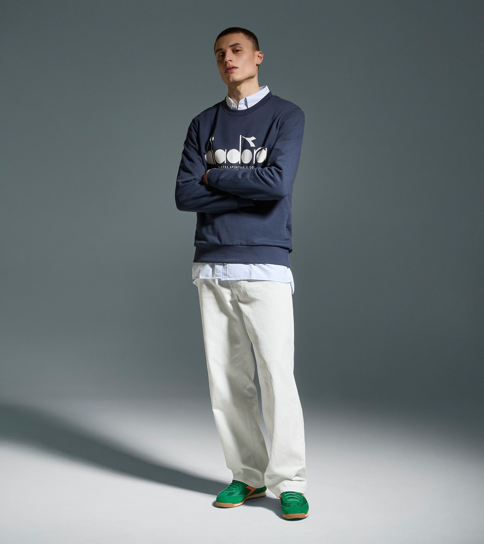 Cotton crewneck - All-Gender SWEATSHIRT CREW LOGO BLUE DENIM - Diadora