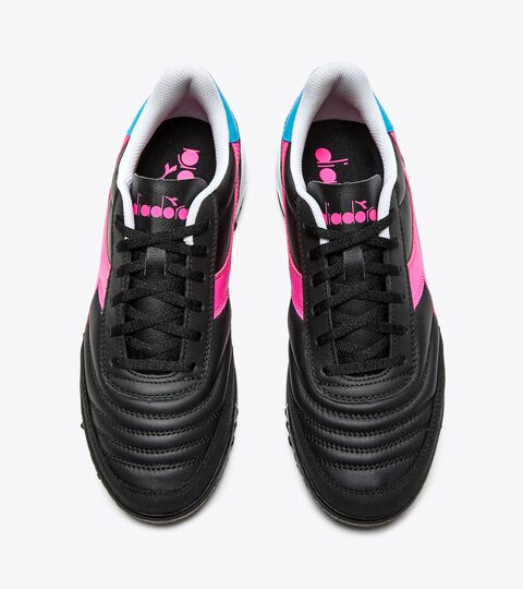 CALCETTO GR LT TF, BLK/PINK FLUO/CYAN BLUE FLUO Futsal boots for synthetic ground - Men's CALCETTO GR LT TF BLK/PINK FLUO/CYAN BLUE FLUO - Diadora