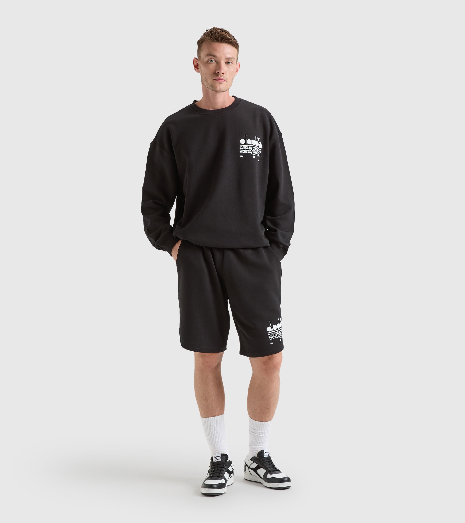 Sudadera de algodón - Unisex SWEATSHIRT CREW MANIFESTO NEGRO - Diadora