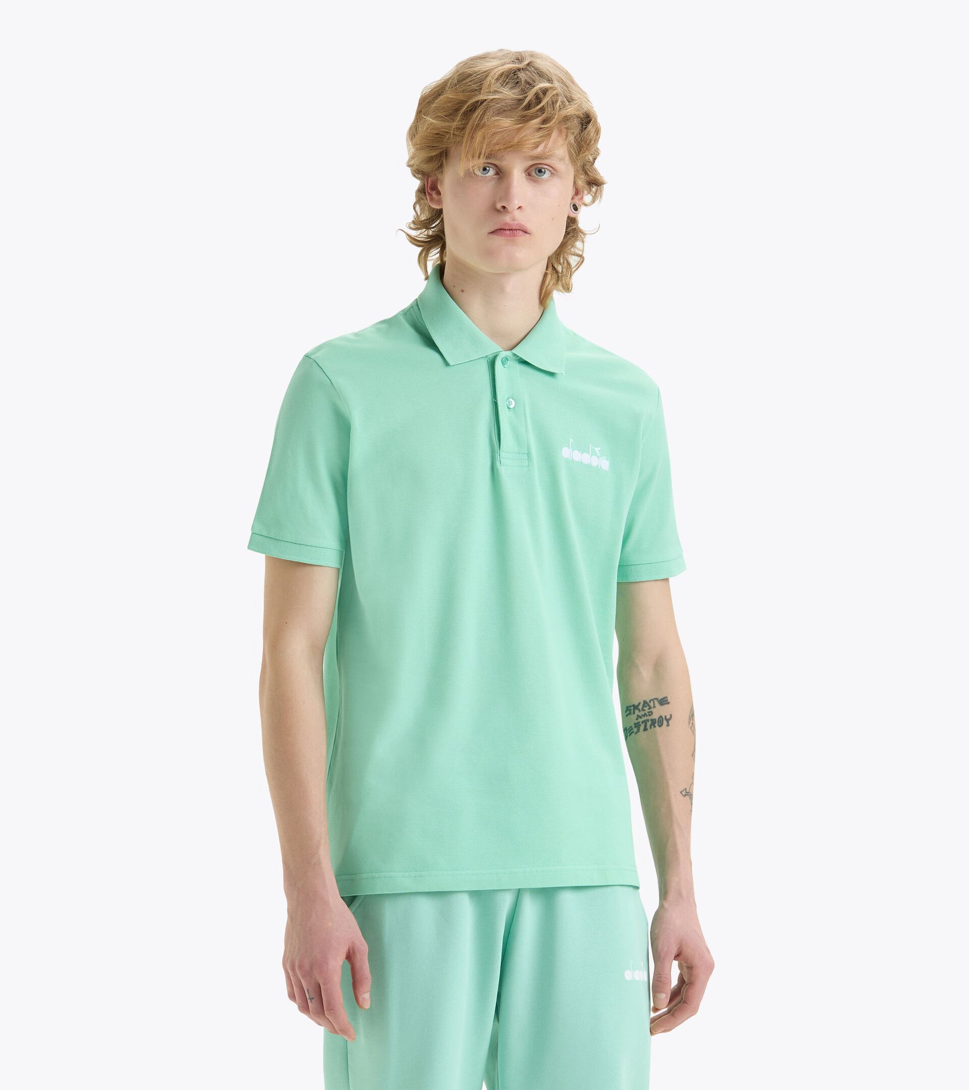 Sporty polo shirt - Made in Italy - Gender Neutral POLO SS LOGO NEON GREEN - Diadora
