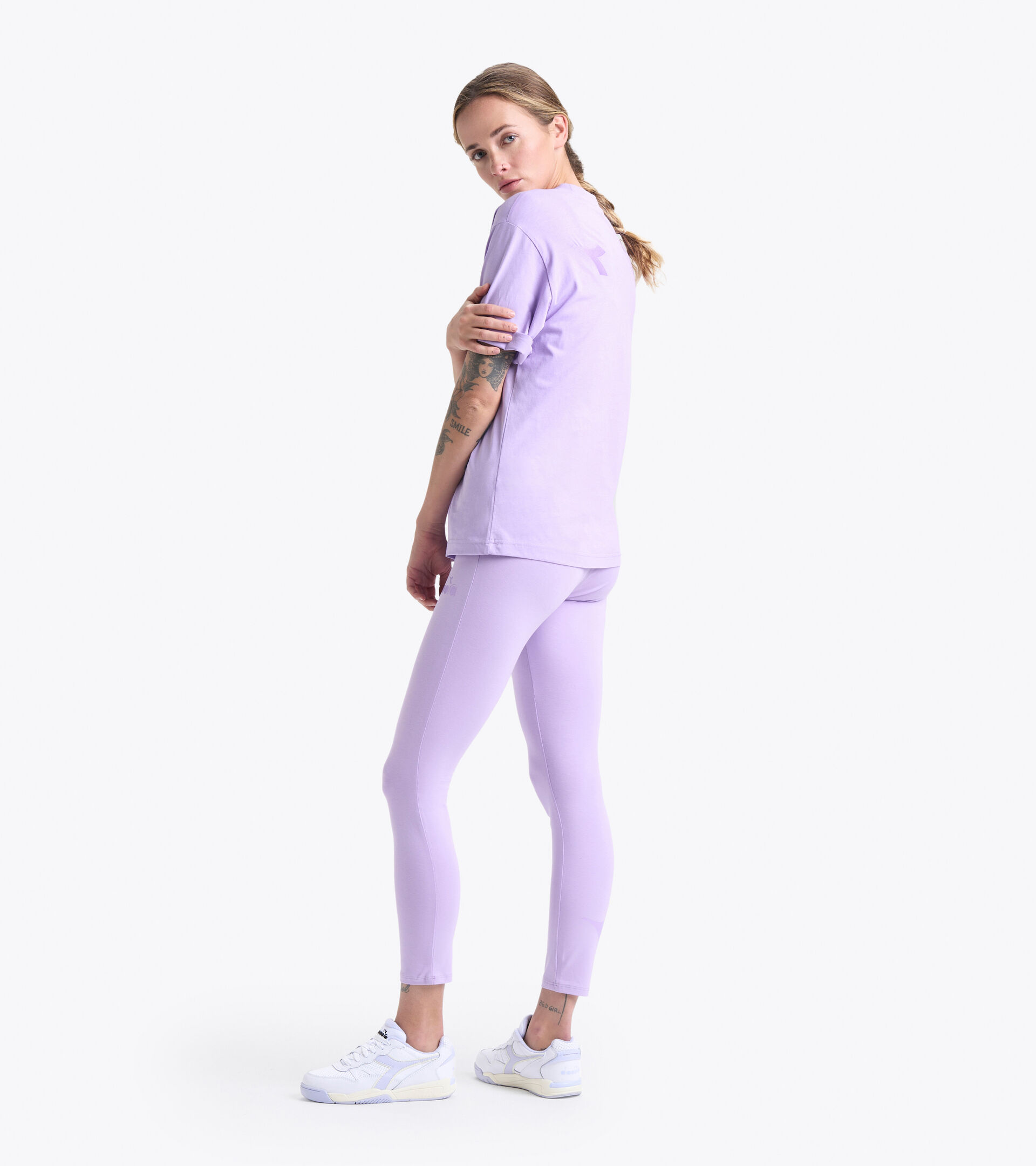 Cotton t-shirt - Women L. T-SHIRT SS SPW LOGO PURPLE ROSE - Diadora