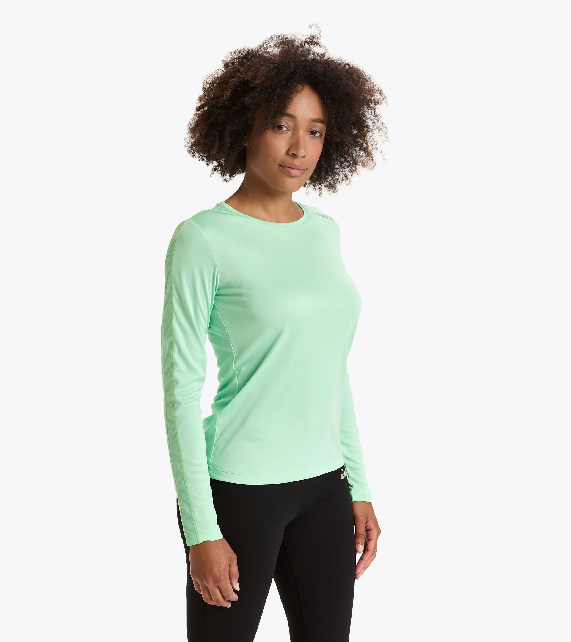 Running T-shirt - Women L. LS CORE TEE GREEN ASH - Diadora
