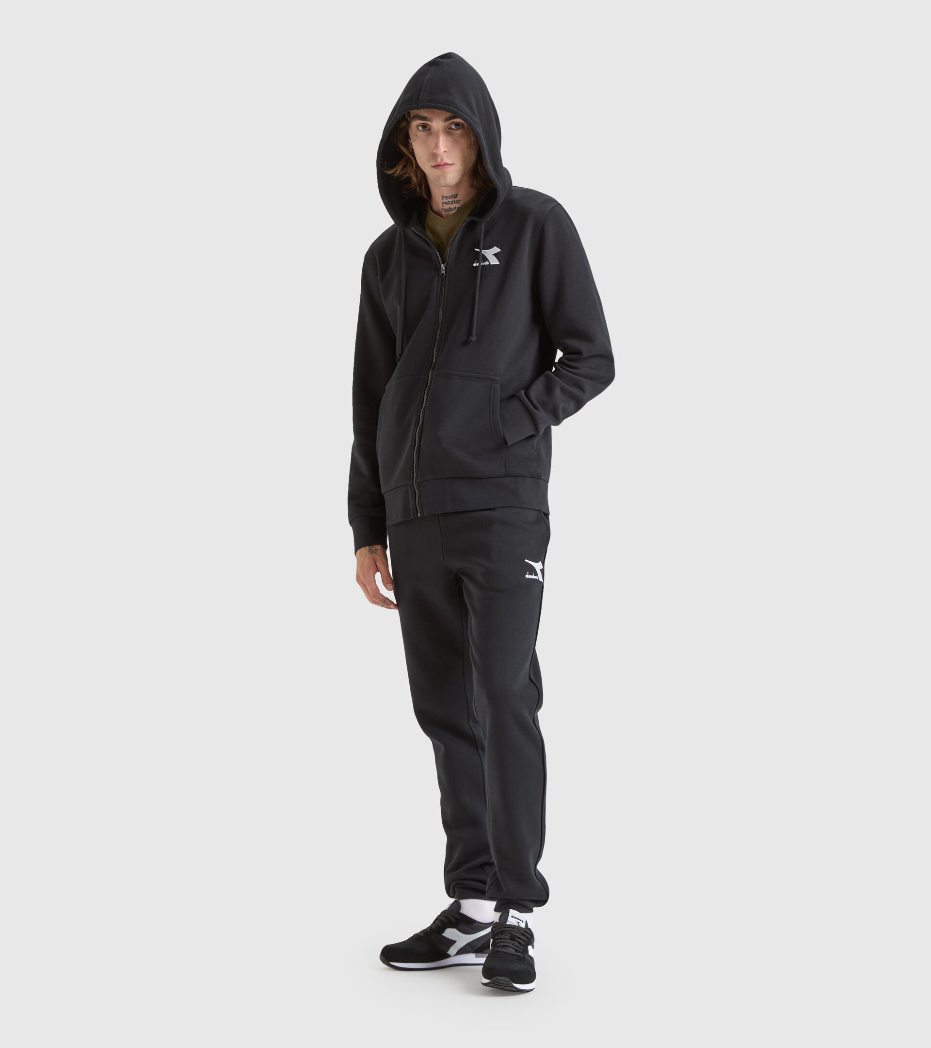 Hooded sweatshirt - Men HOODIE FZ CORE BLACK - Diadora