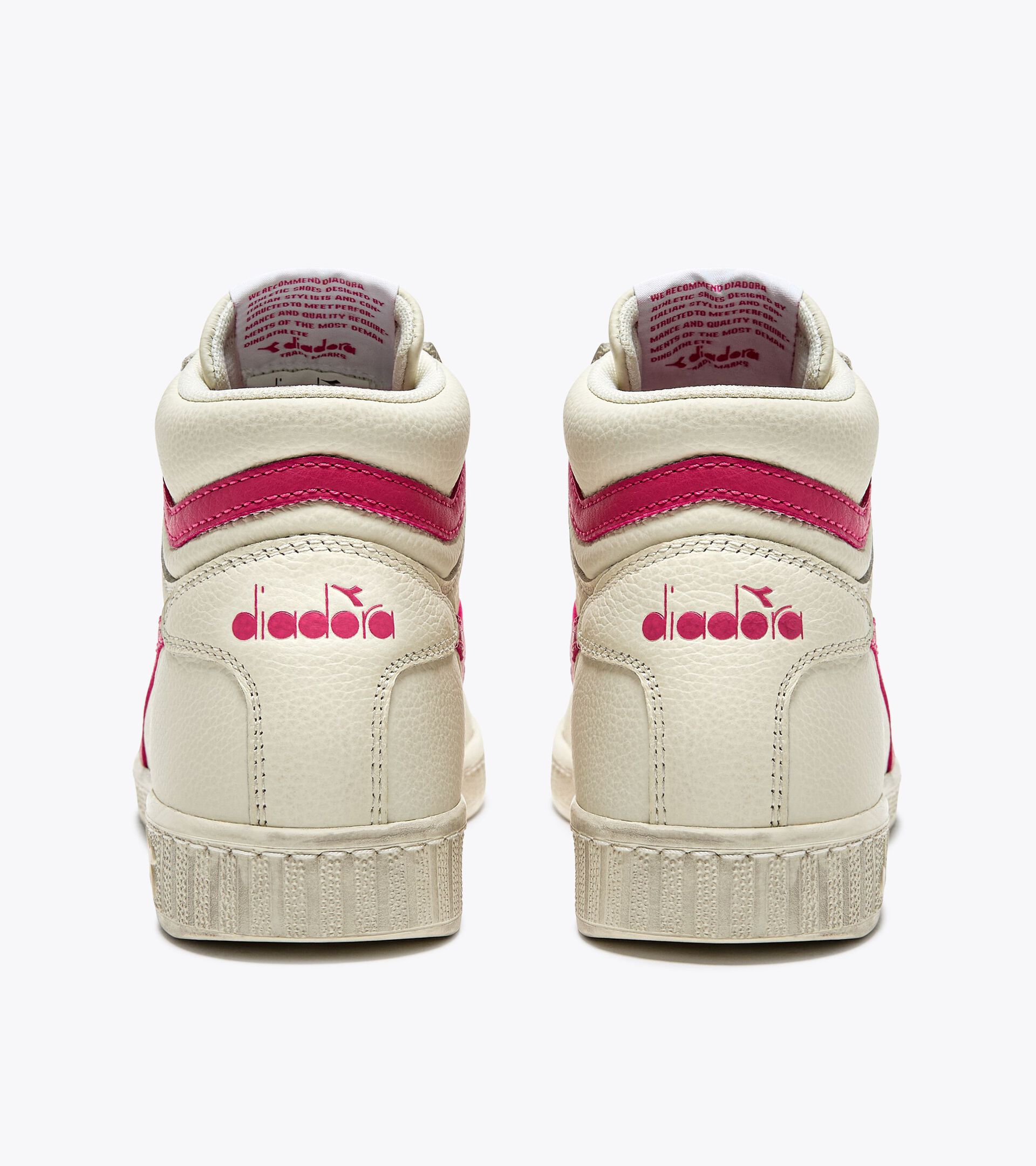 Sporty sneakers - All-Gender GAME L HIGH WAXED WHITE/RASPBERRY SORBET - Diadora