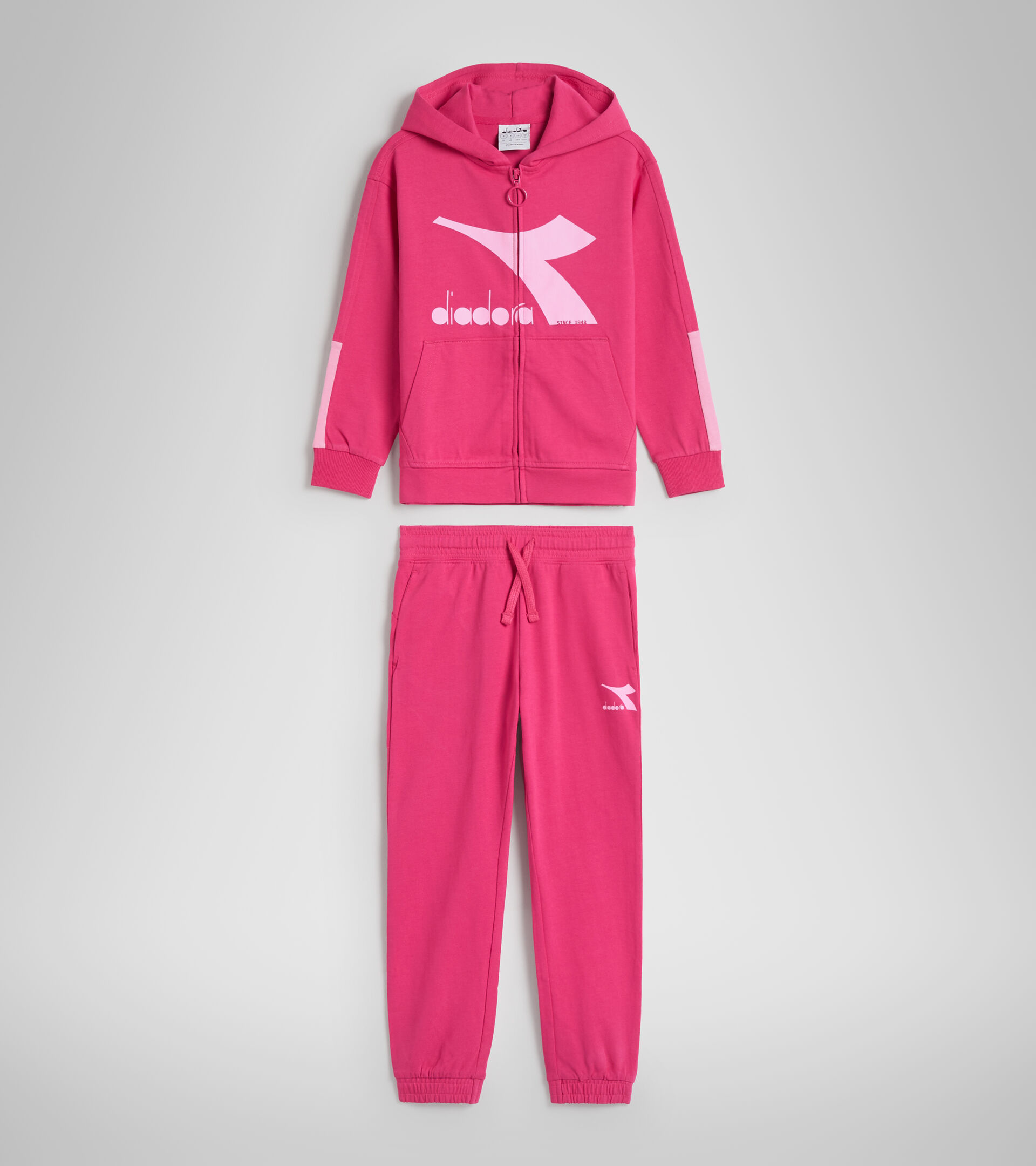 Junior sports tracksuit with hood - Unisex JU.TRACKSUIT HD RAINBOW SHOCKING PINK - Diadora