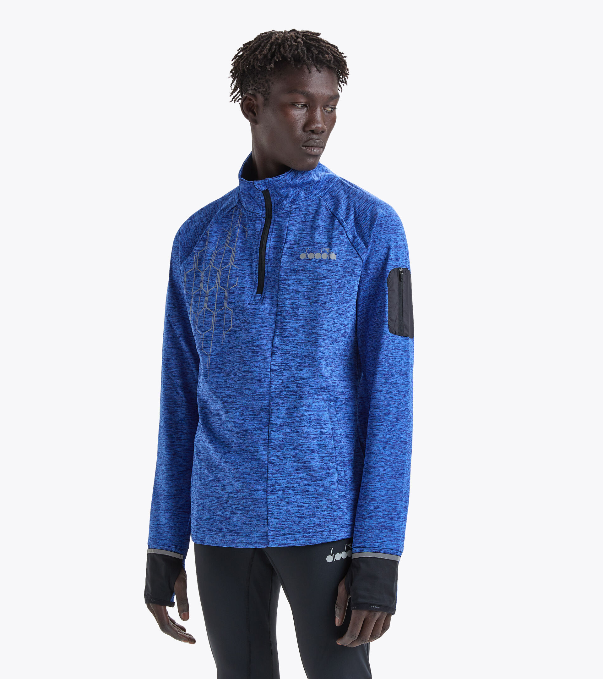 Maillot de running demi-zippé - Homme WARM UP WINTER SWEAT BE ONE TURC MER BLEU - Diadora