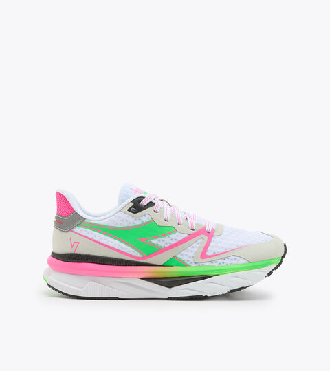 Zapatillas para correr Made in Italy - Mujer ATOMO V7000 W BLANCO/VERDE FLUO/ROSA FLUO - Diadora