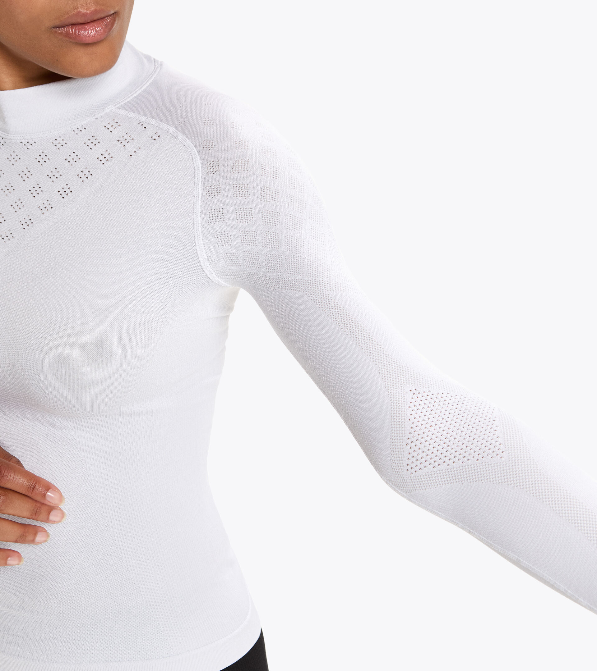 Long-sleeved training t-shirt - Women L. TURTLE NECK ACT OPTICAL WHITE - Diadora