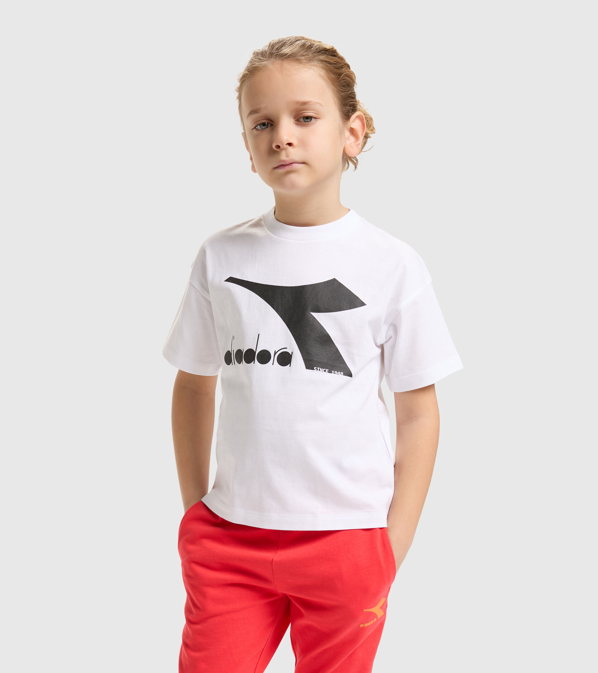 Junior cotton T-shirt - Unisex JU.T-SHIRT SS BL RAINBOW OPTICAL WHITE - Diadora