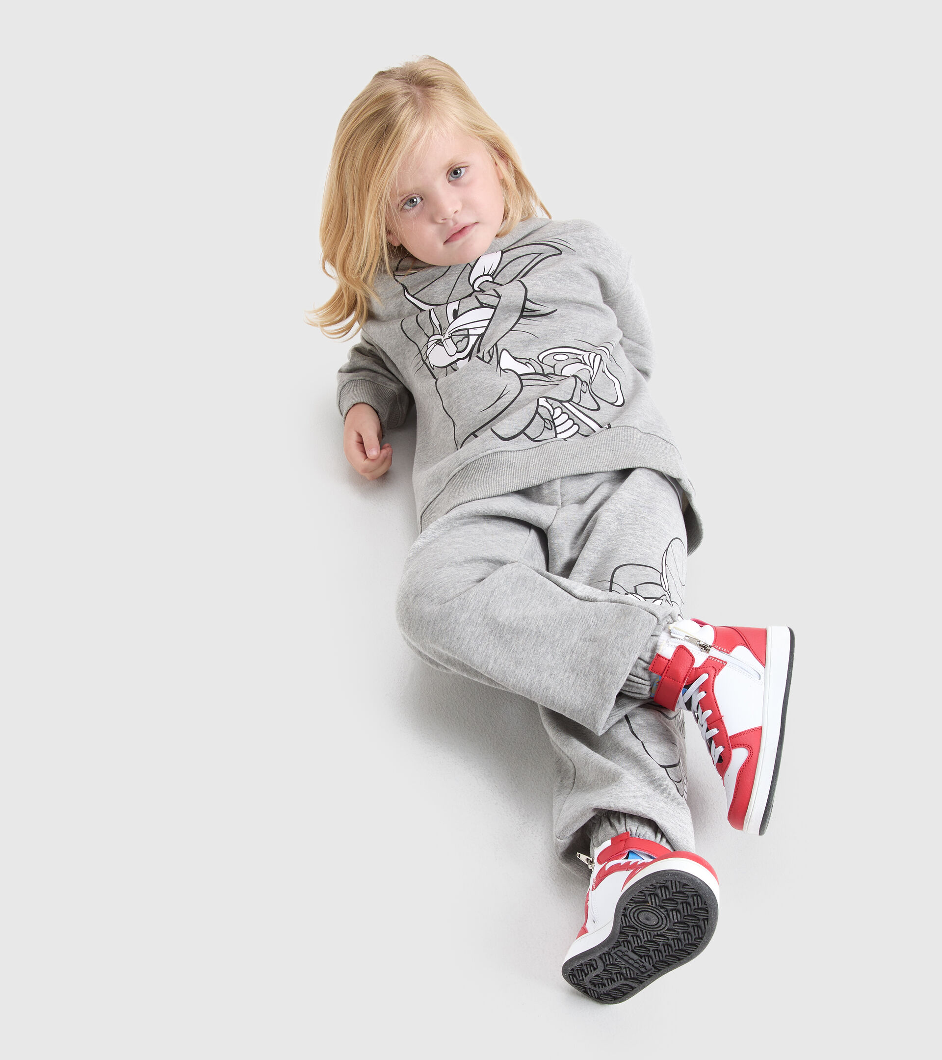 Hooded sweatshirt - Kids JU.HOODIE WB LIGHT MIDDLE GREY MELANGE - Diadora