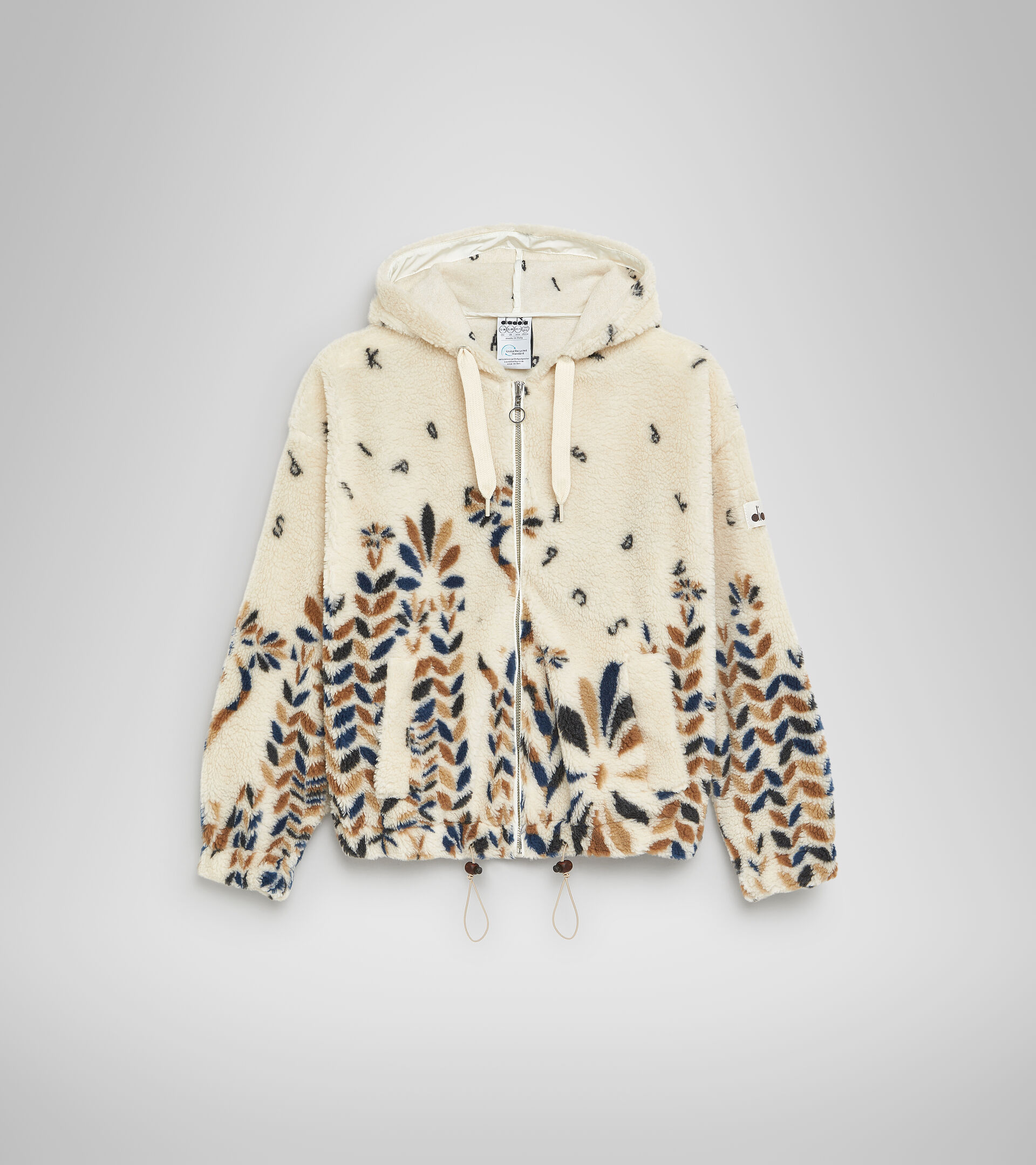 Sporty hooded sweatshirt - Women’s L. HOODIE FZ MANIFESTO 2030 ANTIQUE WHITE - Diadora