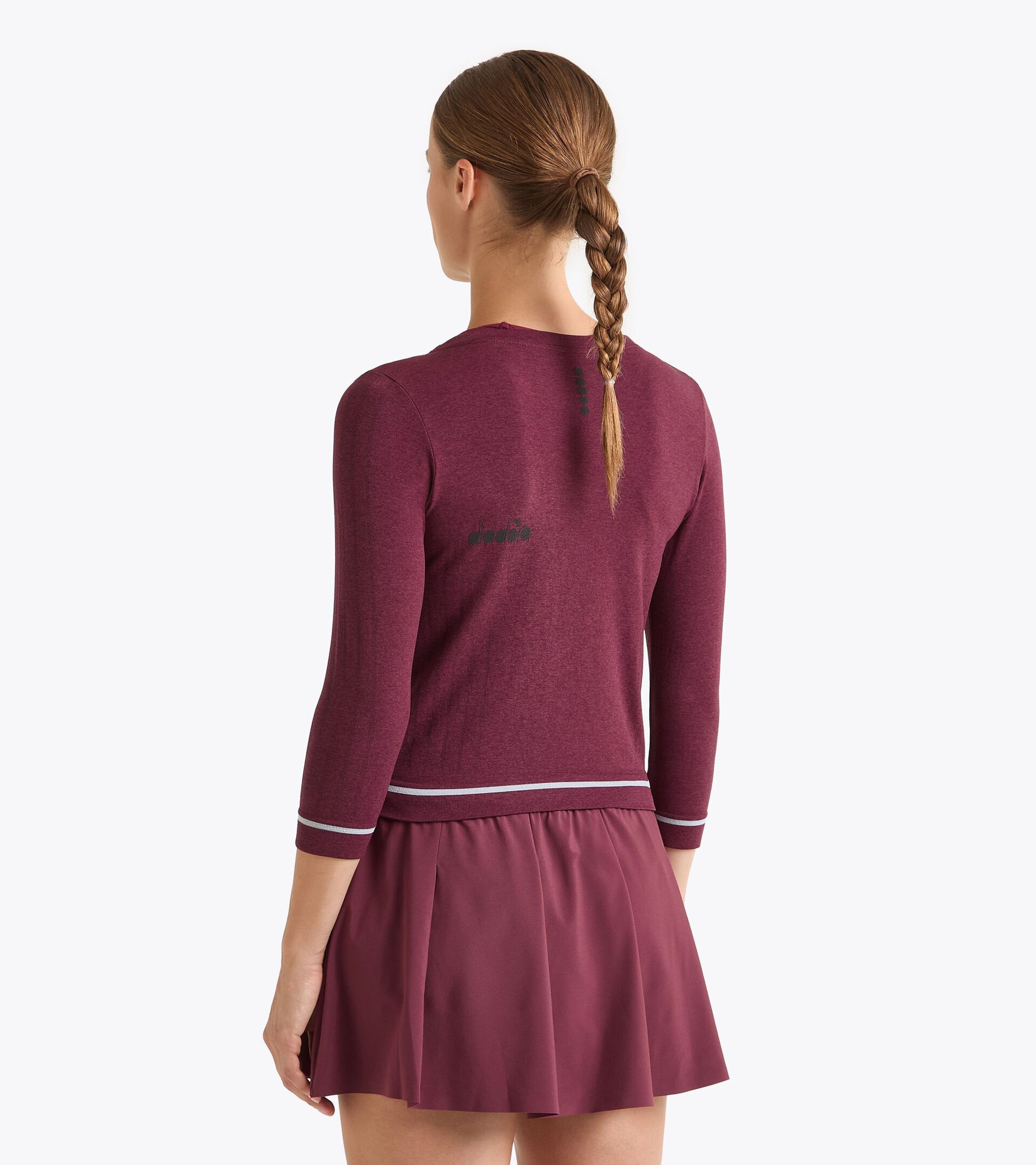 3/4-sleeve thermoregulating technical tee - Tennis - Women's L. 3/4 T-SHIRT ICON STRATOUNO MAROON BANNER - Diadora