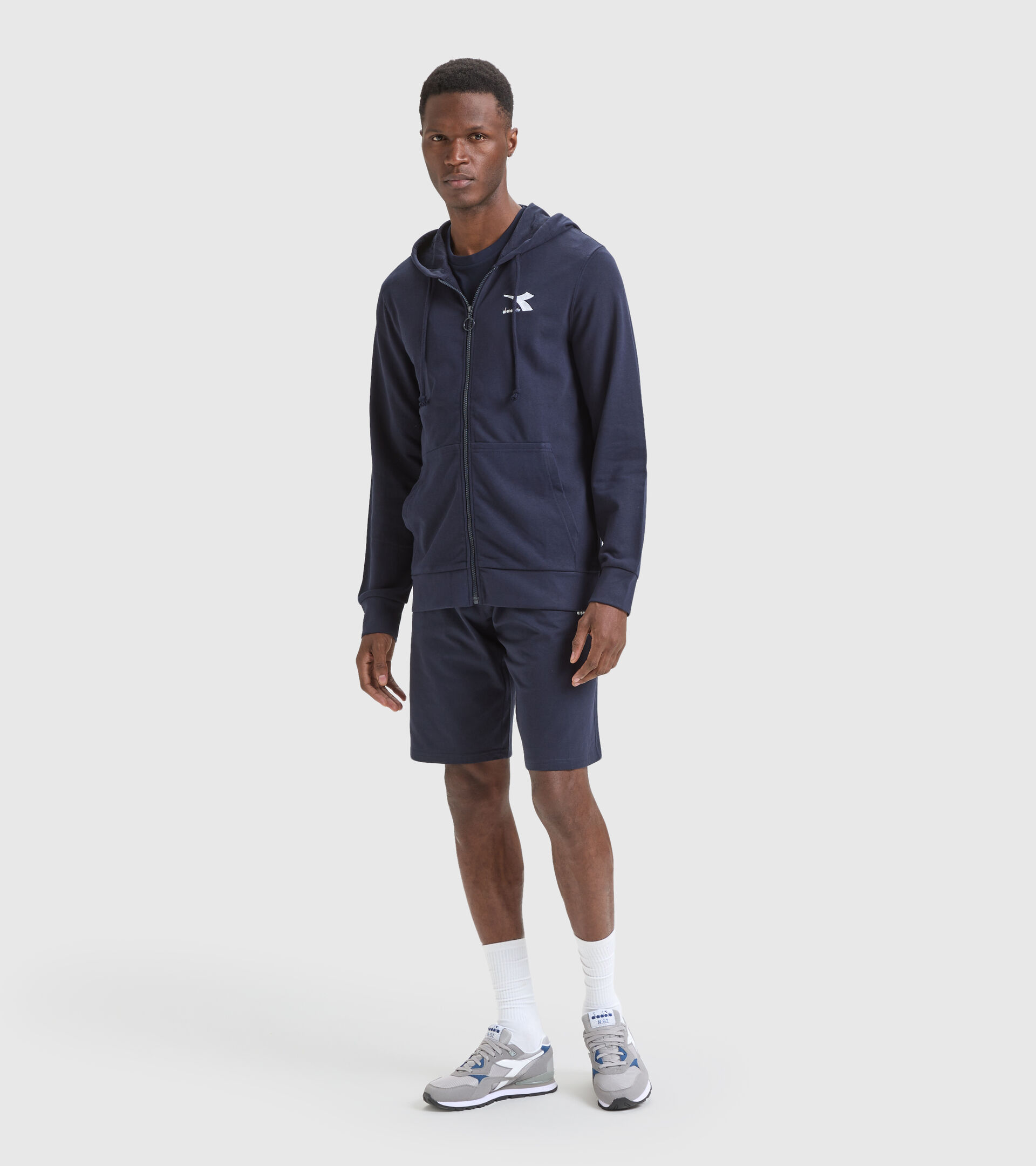 Cotton-blend sports sweatshirt - Men HOODIE FZ SWEAT CORE CLASSIC NAVY - Diadora