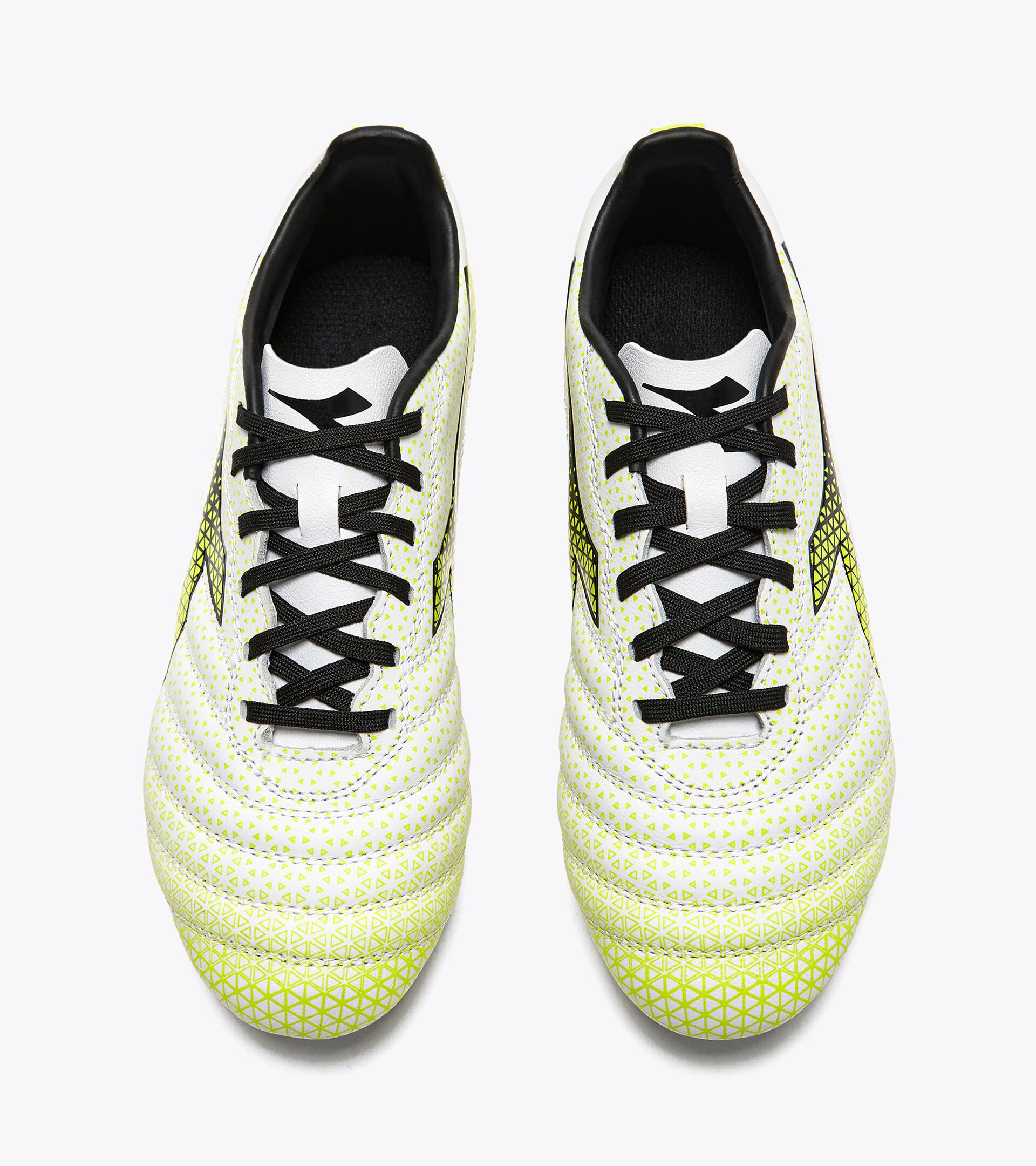 Calcio boots for firm ground - Junior BRASIL ELITE GR LT LPU Y WHITE/BLACK/FLUO YELLOW DD - Diadora