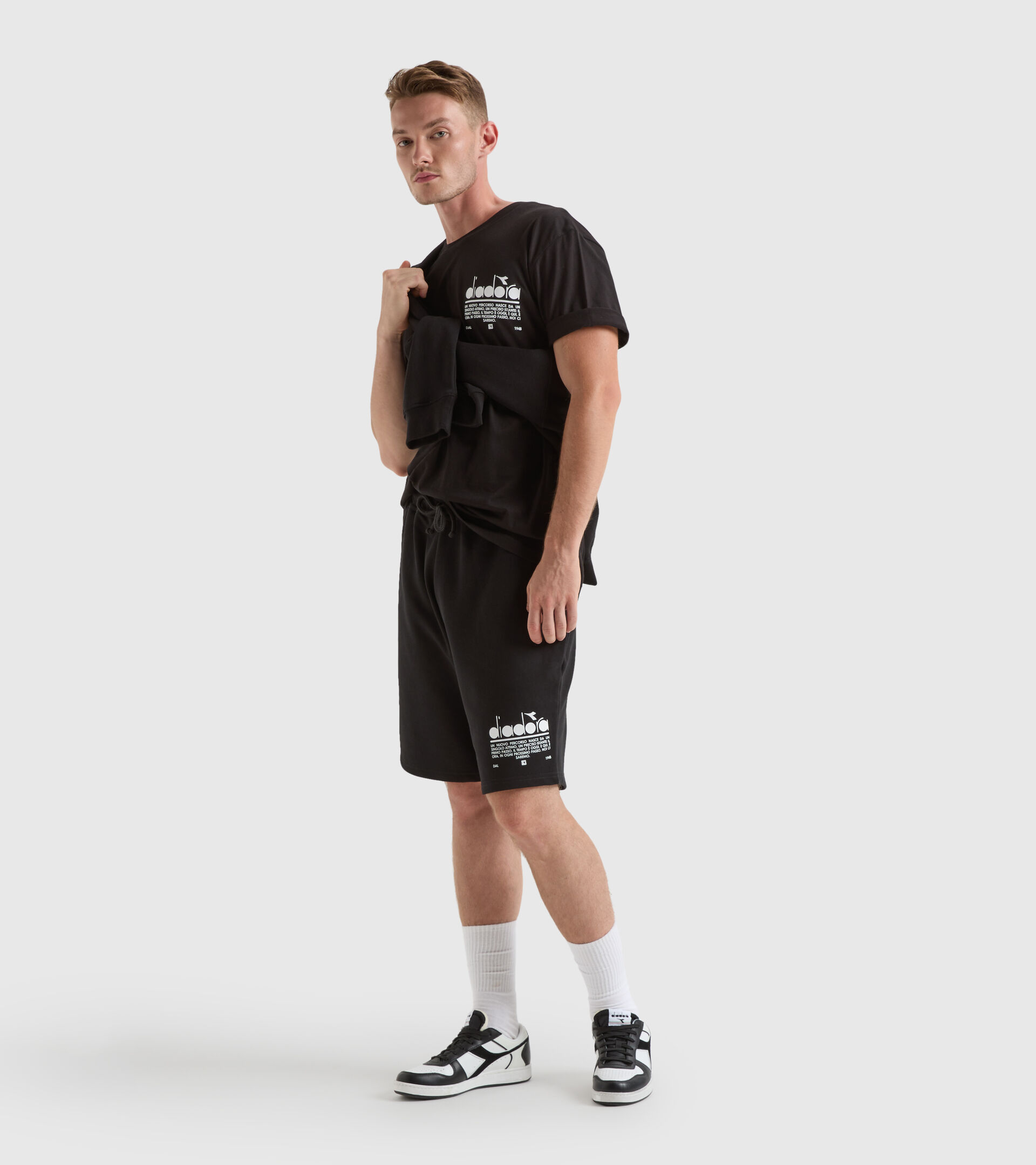 Cotton shorts - Unisex BERMUDA MANIFESTO BLACK - Diadora