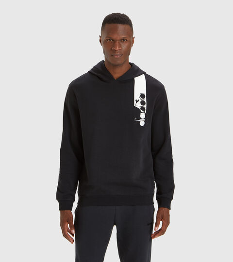 Felpa con cappuccio - Unisex HOODIE ICON NERO FUMO/BIANCO/BLU FLUO - Diadora