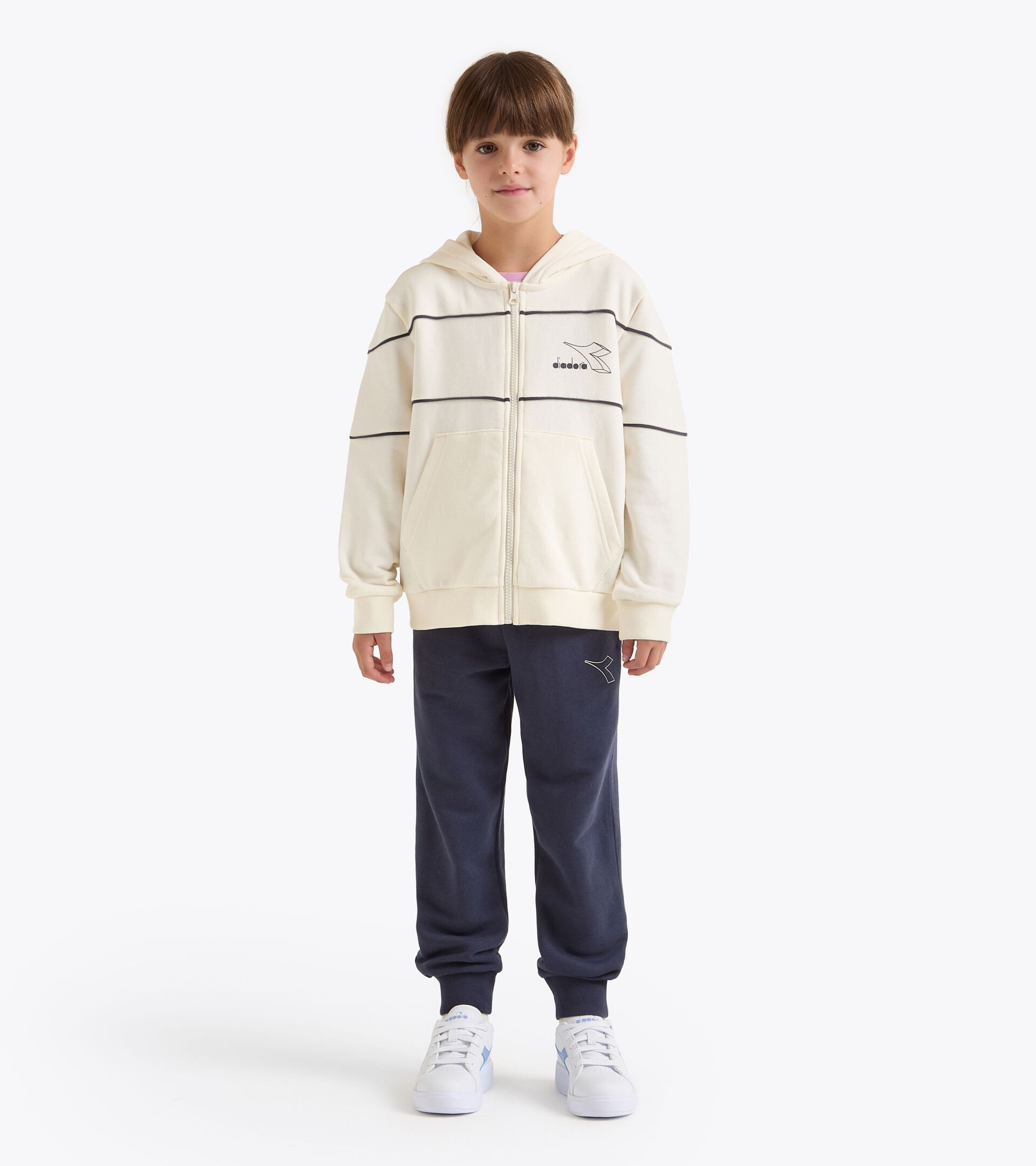 Coordinated tracksuit - Boys and girls JU. TRACKSUIT HD FZ LOGO (FT) BLUE DENIM - Diadora