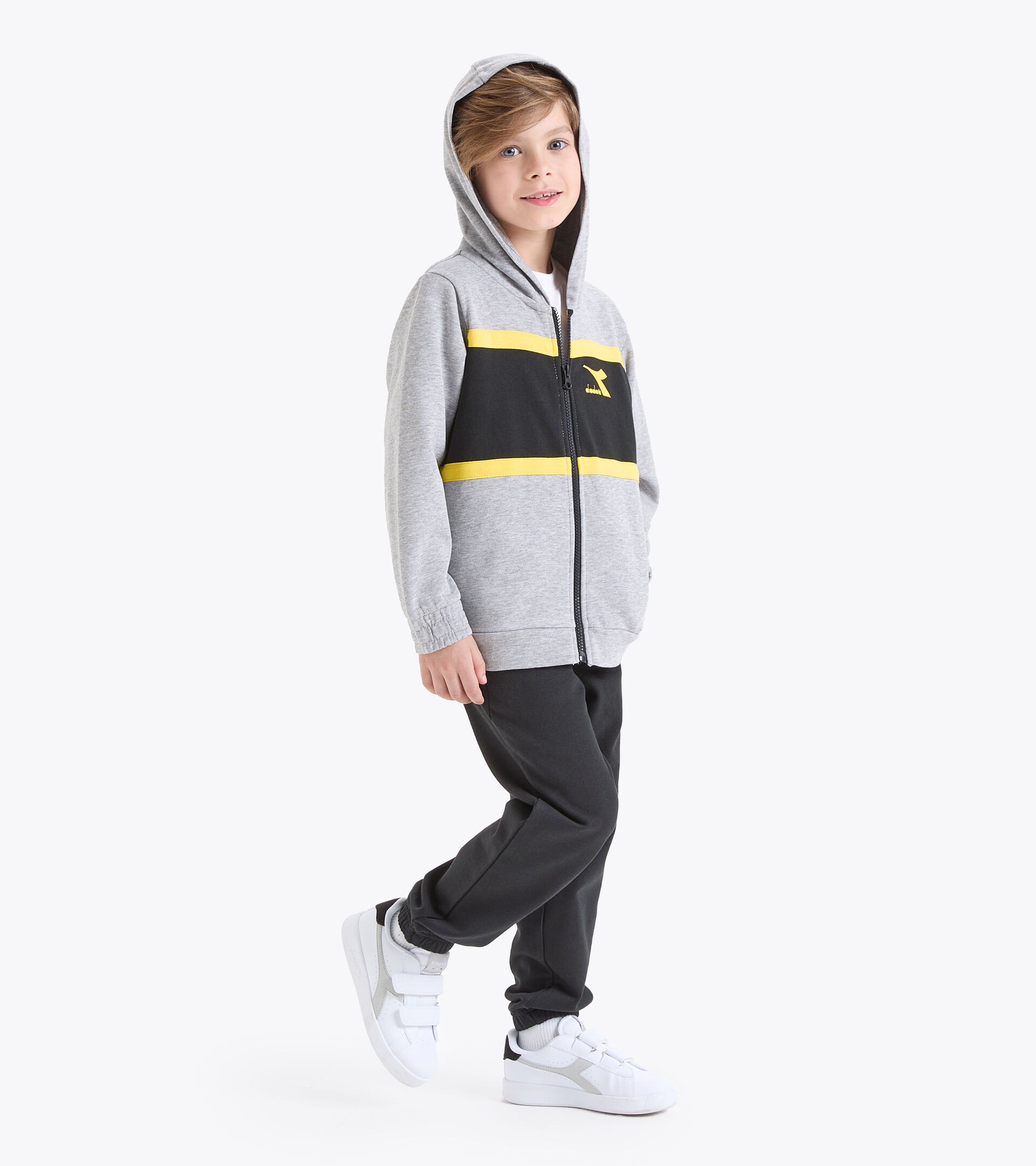 Junior tracksuit - Boys JB.TRACKSUIT HD FZ LIGHT MIDDLE GRAY MELANGE - Diadora