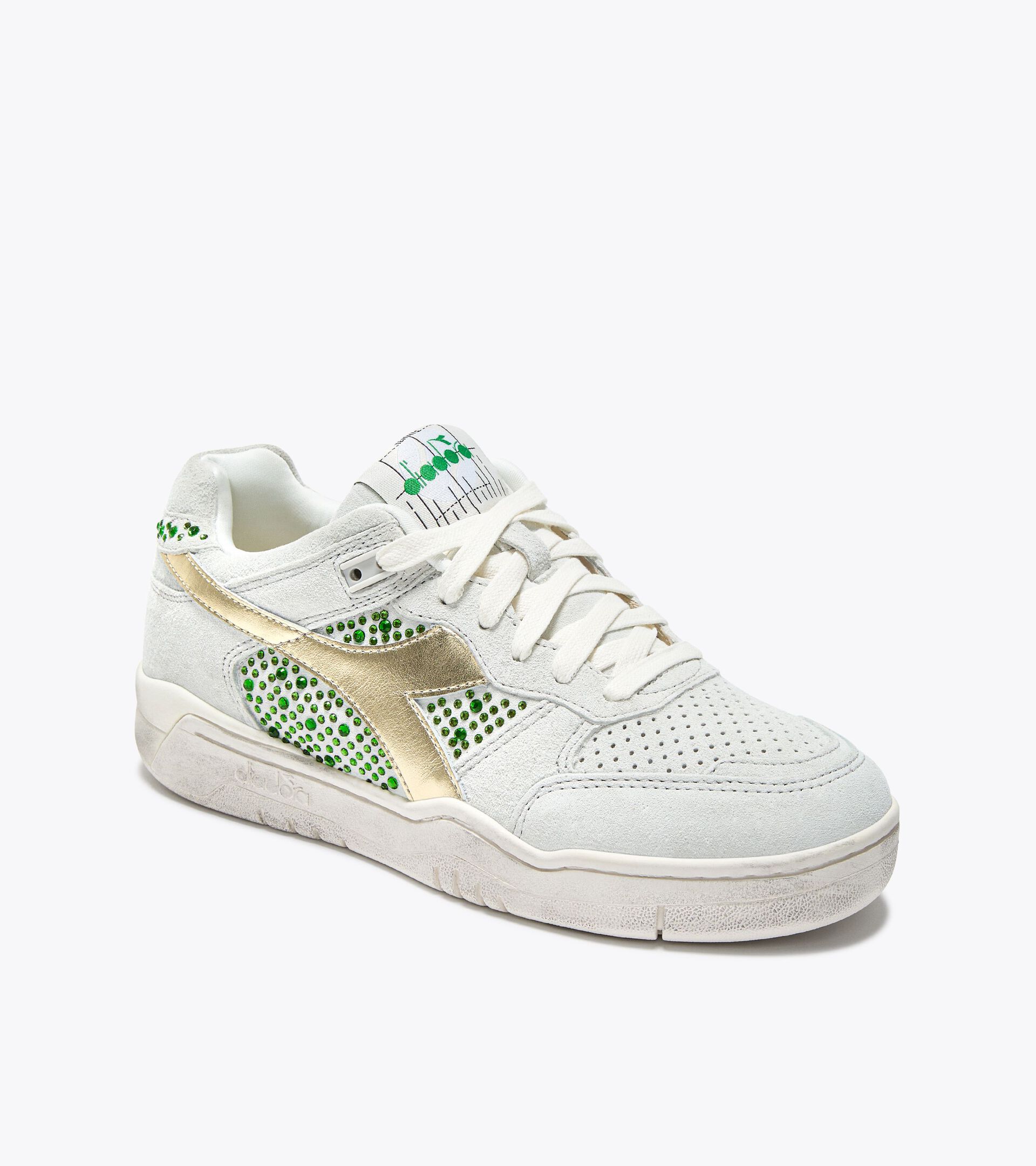 Leather Heritage sneakers -  Women’s B.560 STUDS USED WN WHITE/EMERALD GREEN - Diadora