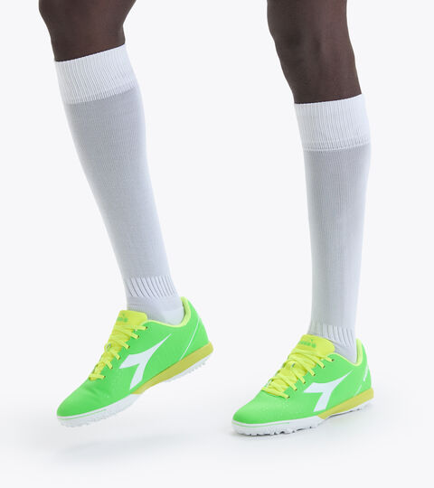 PICHICHI 5 TFR, GREEN FLUO/WHT/FLUO YELLOW DD Futsal boot - Specific outsole for synthetic/hard grounds PICHICHI 5 TFR GREEN FLUO/WHT/FLUO YELLOW DD - Diadora