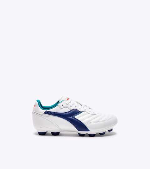 Football boots for synthetic grounds - Junior BRASIL 2 R LPU JR WHITE/NAVY - Diadora
