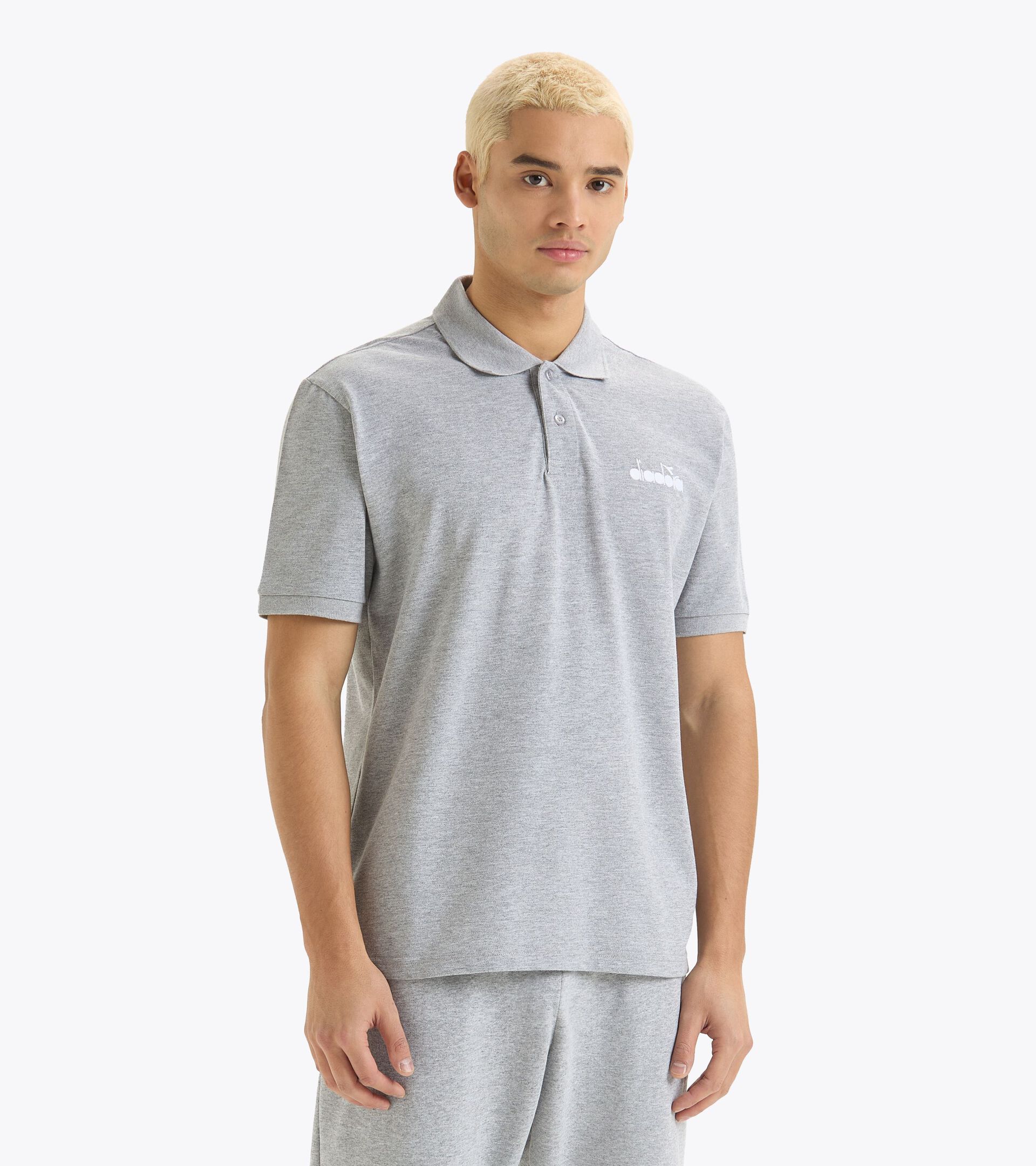 Sporty polo shirt - Made in Italy - Gender Neutral POLO SS LOGO HIGH RISE MELANGE - Diadora