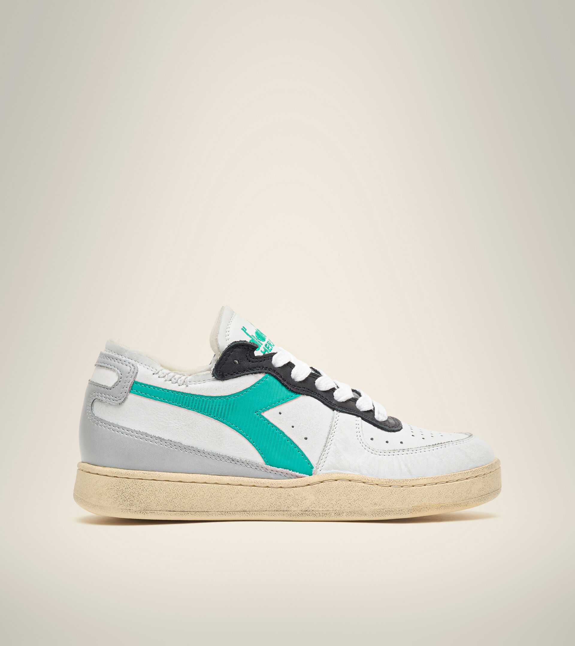 Footwear Heritage UNISEX MI BASKET ROW CUT WHITE/HIGH RISE/PEACOCK GREEN Diadora