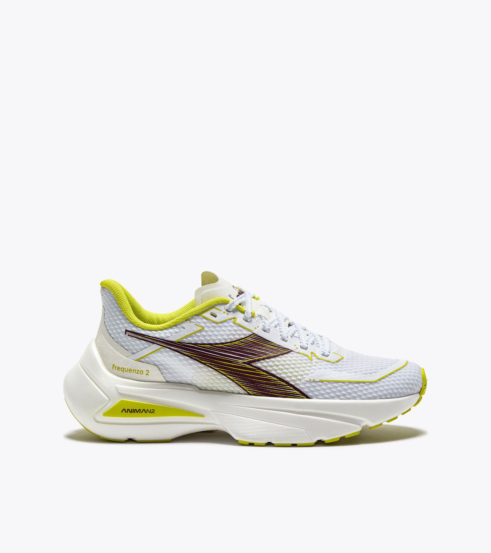 Running shoe - Lightness and reactivity - Women&rsquo;s FREQUENZA 2 W WHITE/GREEN SPRING - Diadora