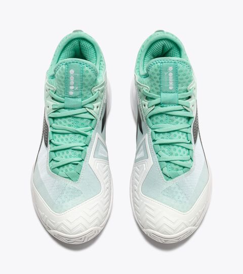 Tennis shoe for clay courts and firm grounds - Precision - Women&rsquo;s
 SPEED BLUSHIELD FLY 5 W AG CABBAGE/ BLACK/WHITE - Diadora