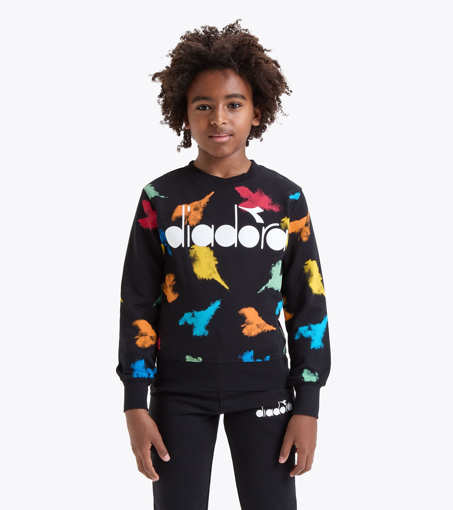 Logo Sweatshirt mit Rundhalsausschnitt - Junge JB.SWEATSHIRT CREW WATER COLOR SCHWARZ - Diadora