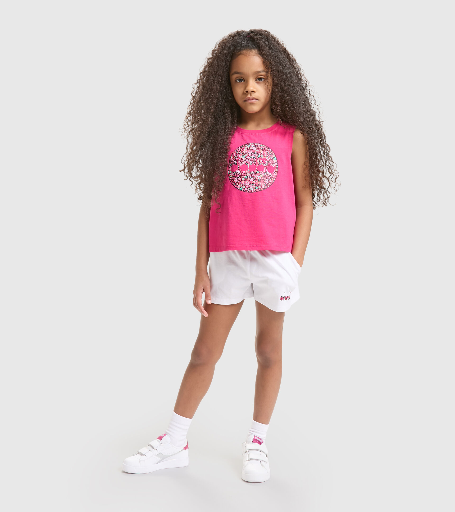 Sports vest top/shorts set - Girls JG.SET SL BLOOM SHOCKING PINK - Diadora