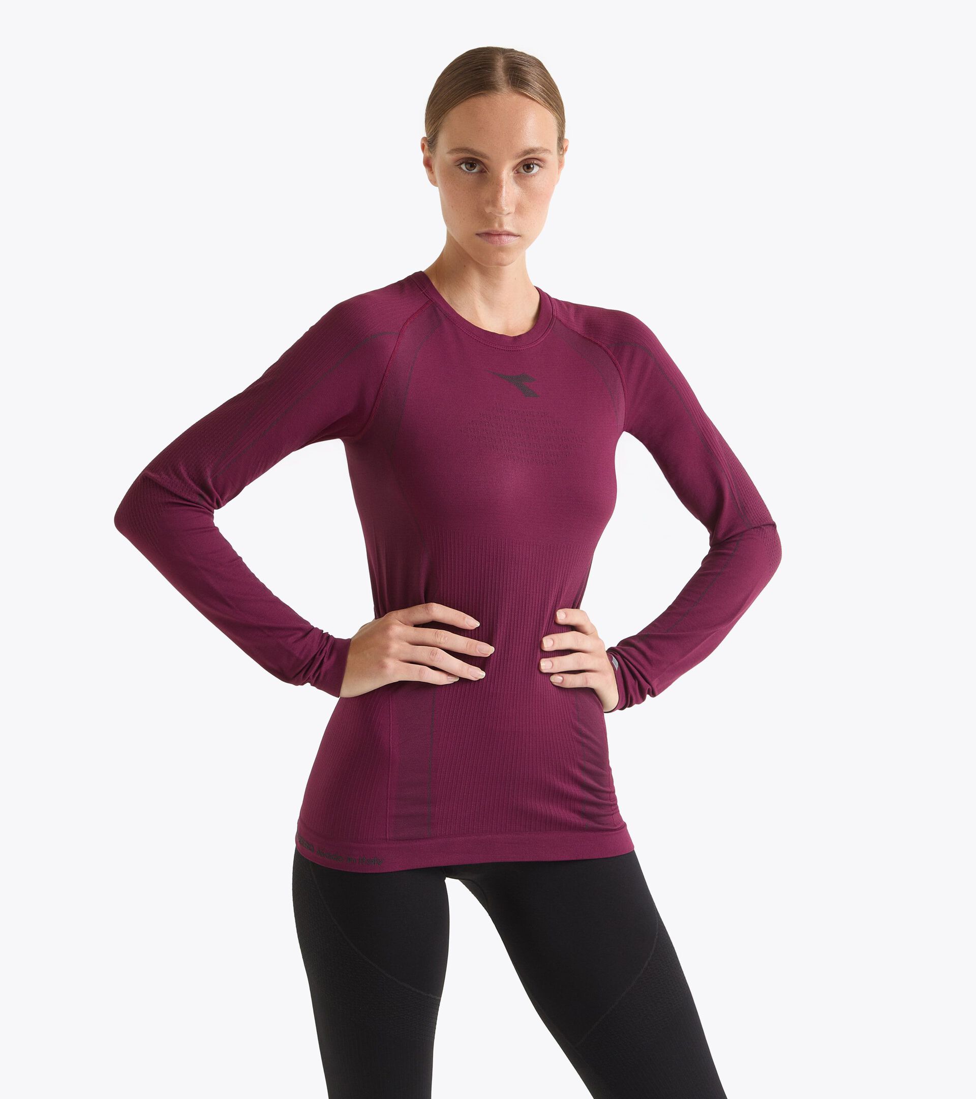 Made In Italy technical shirt - Running - Women’s
 L. LS T-SHIRT STRATOZERO MAROON BANNER - Diadora